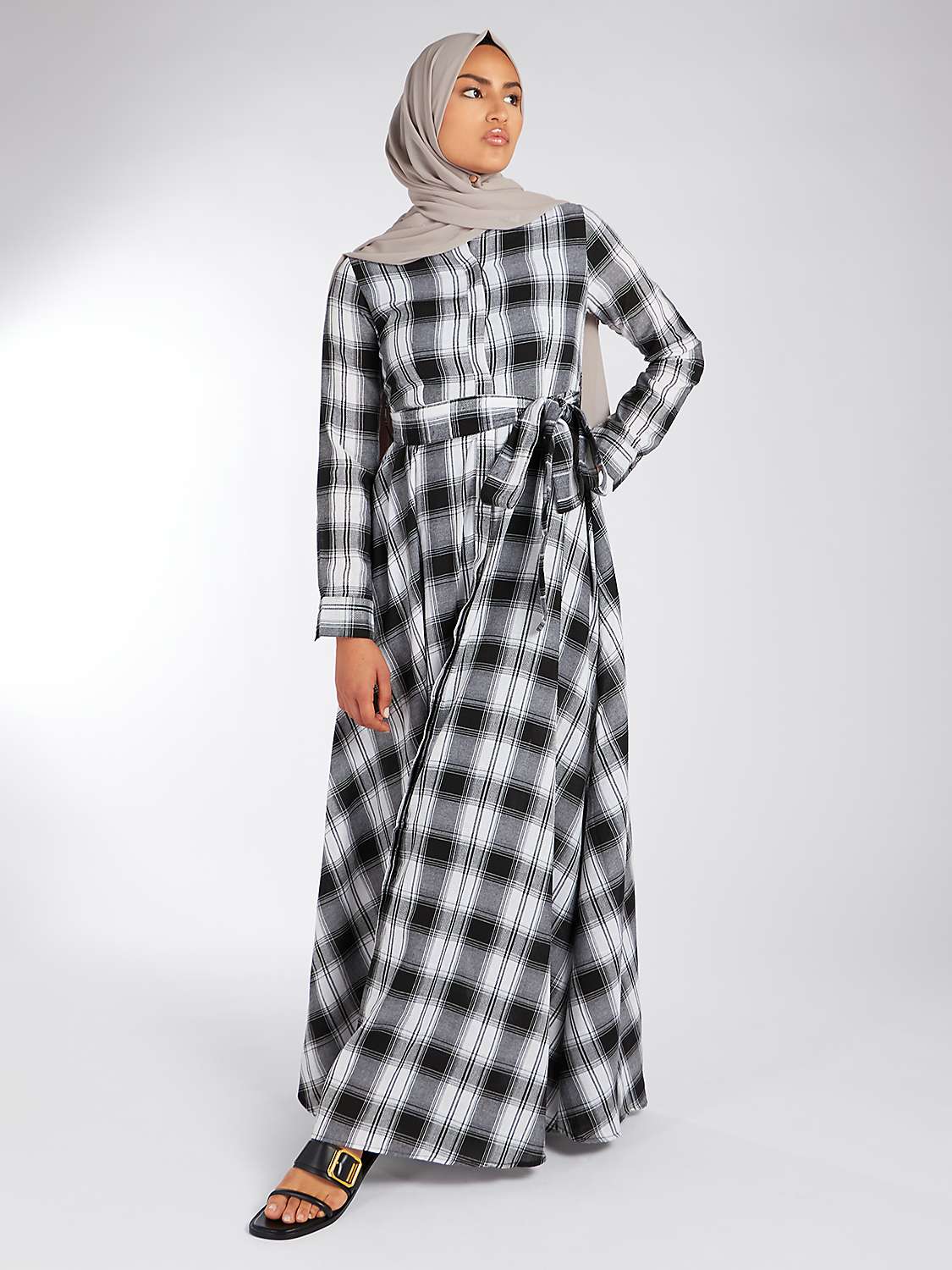 Buy Aab Open Weave Check Maxi Dress, White Online at johnlewis.com