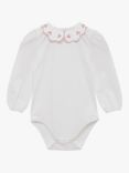 Trotters Baby Petal Floral Cotton Blend Bodysuit, White/Pink