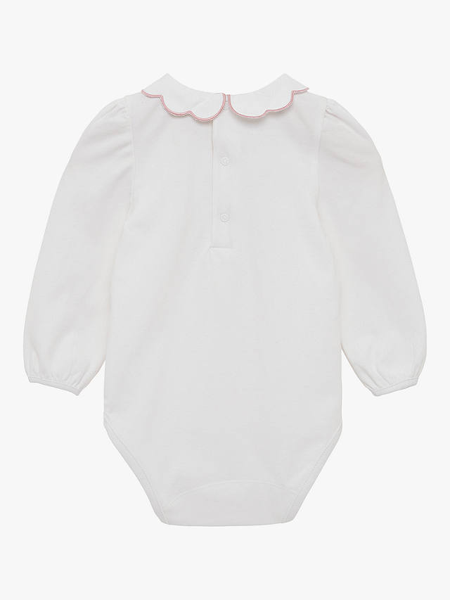 Trotters Baby Petal Floral Cotton Blend Bodysuit, White/Pink