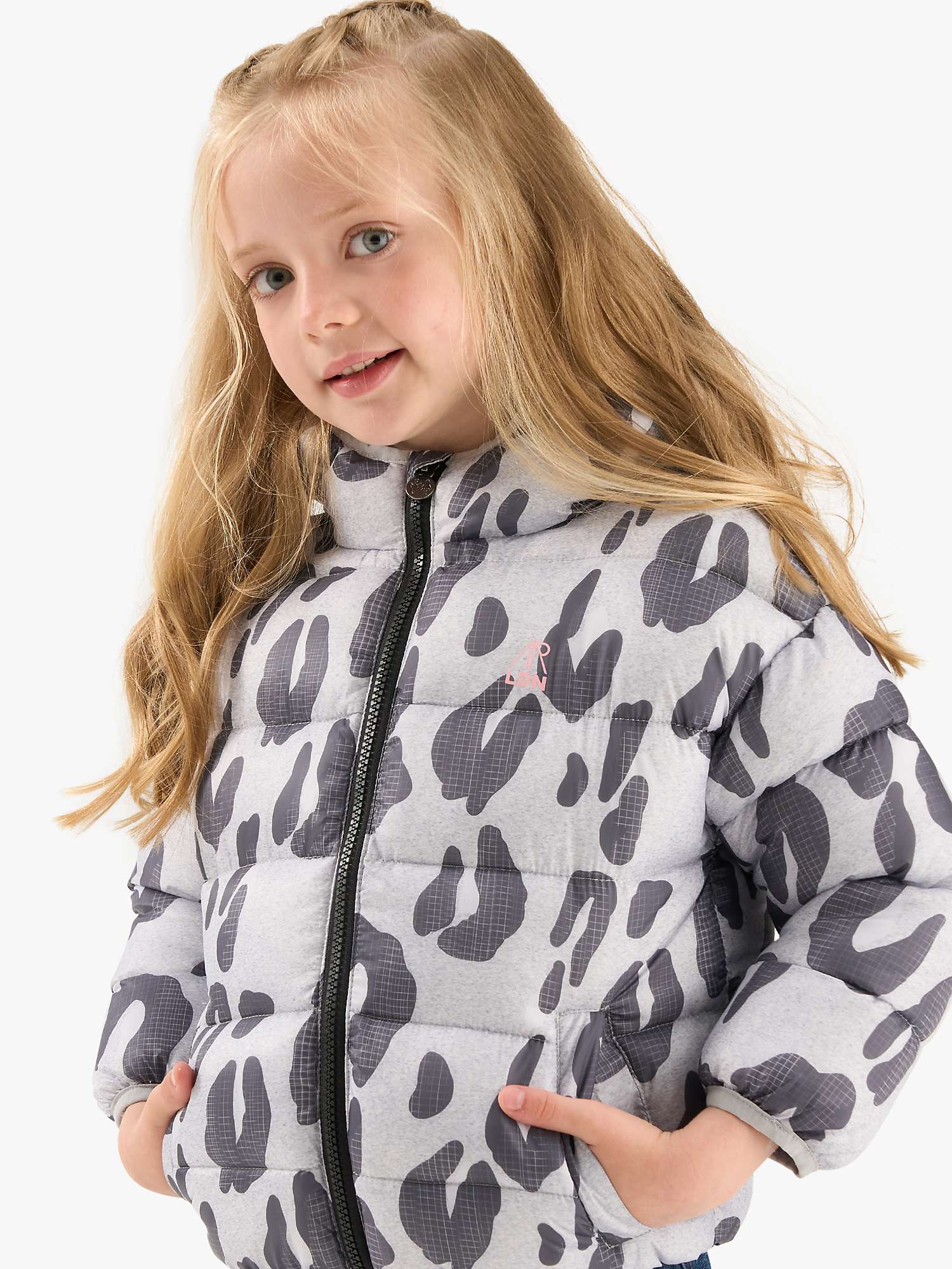 Buy Angel & Rocket Kids' Agnes Print Puffer Jacket, Silver/Multi Online at johnlewis.com