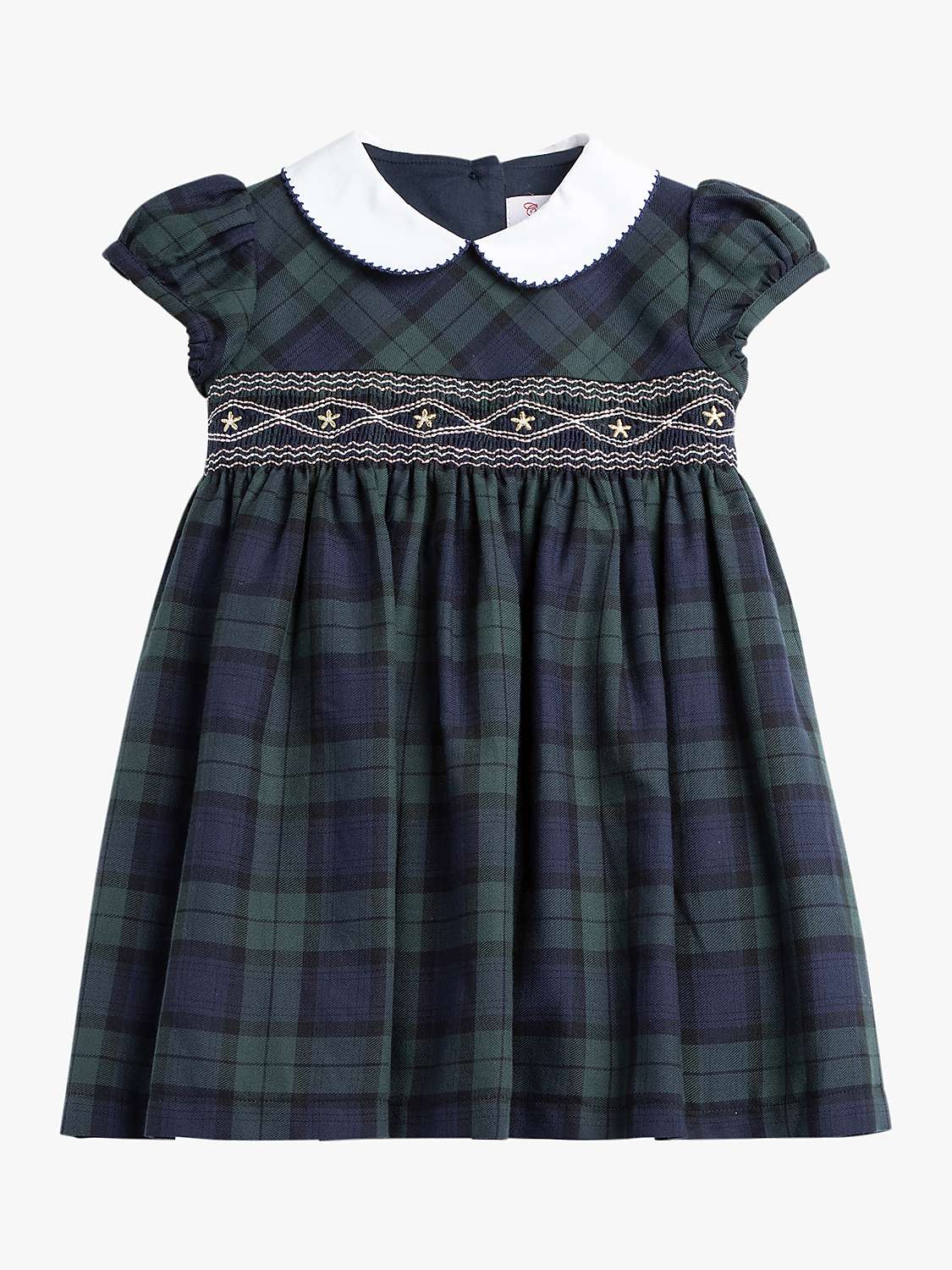 Buy Trotters Charlotte Baby Tartan Smocked Dress, Navy/Multi Online at johnlewis.com