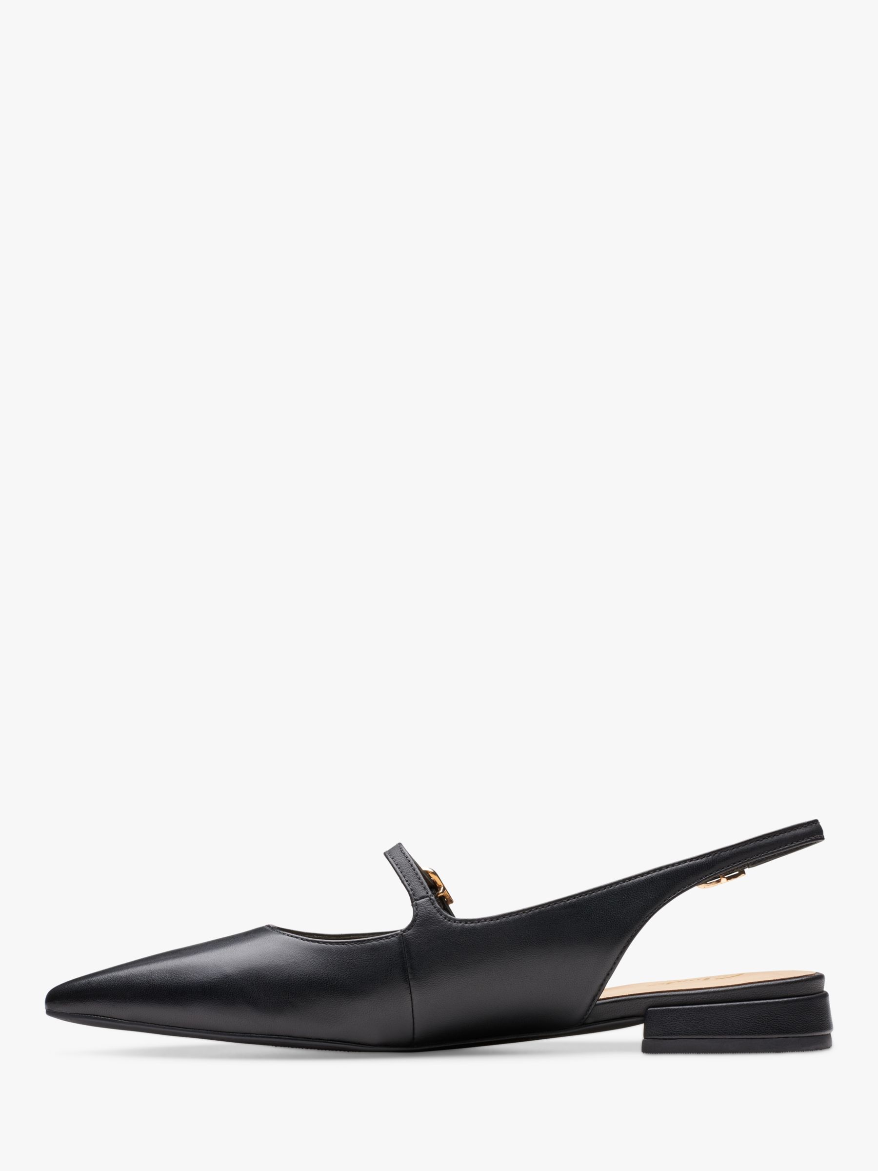 Clarks Sensa 15 Pointed Toe Leather Slingback Pumps, Black Leather at ...