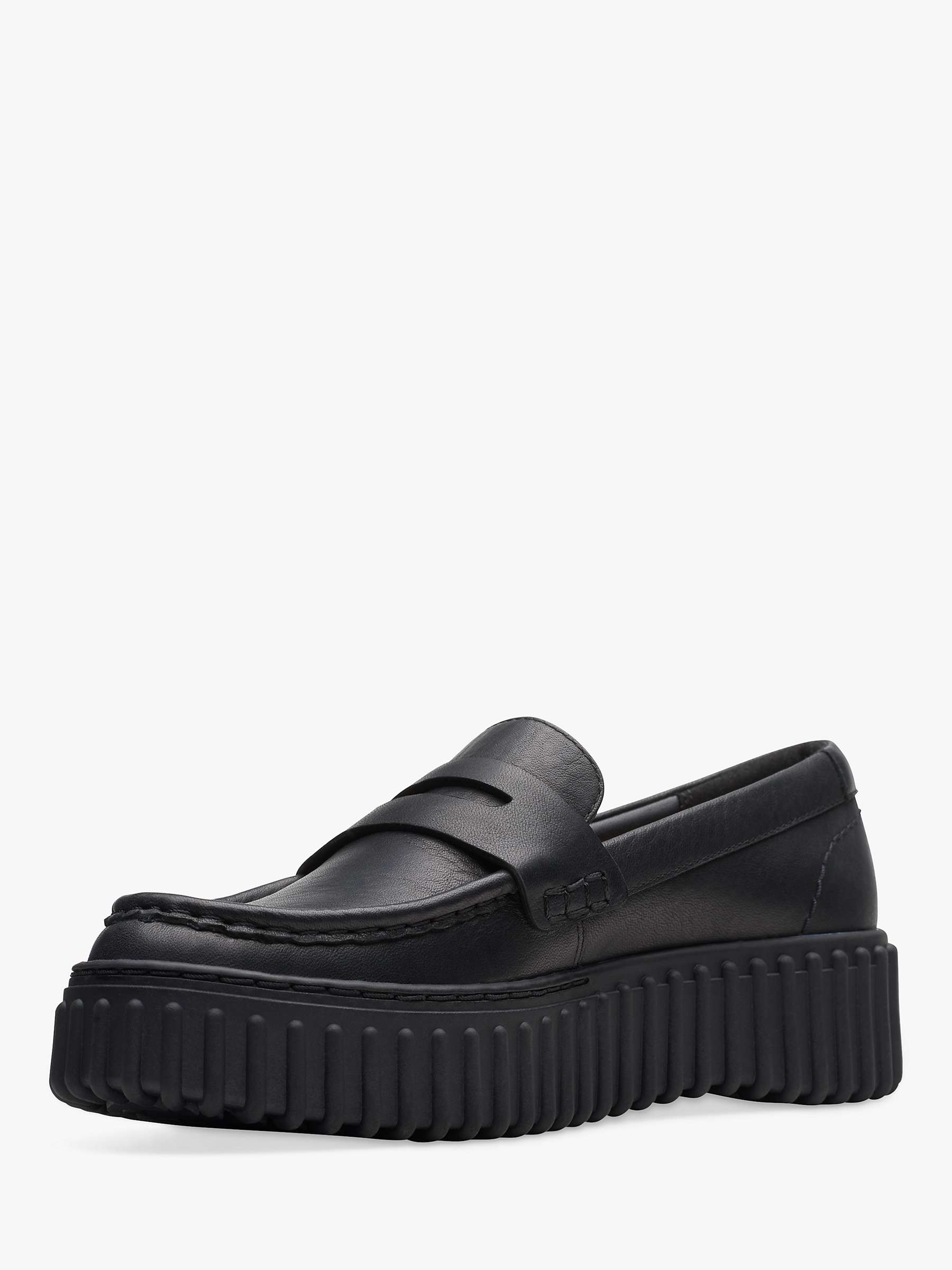 Buy Clarks Torhill Penny Leather Shoes, Black Online at johnlewis.com