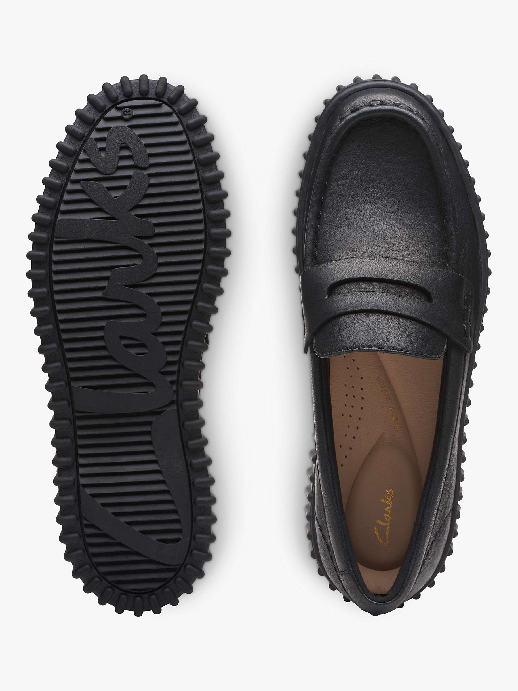 Buy Clarks Torhill Penny Leather Shoes, Black Online at johnlewis.com