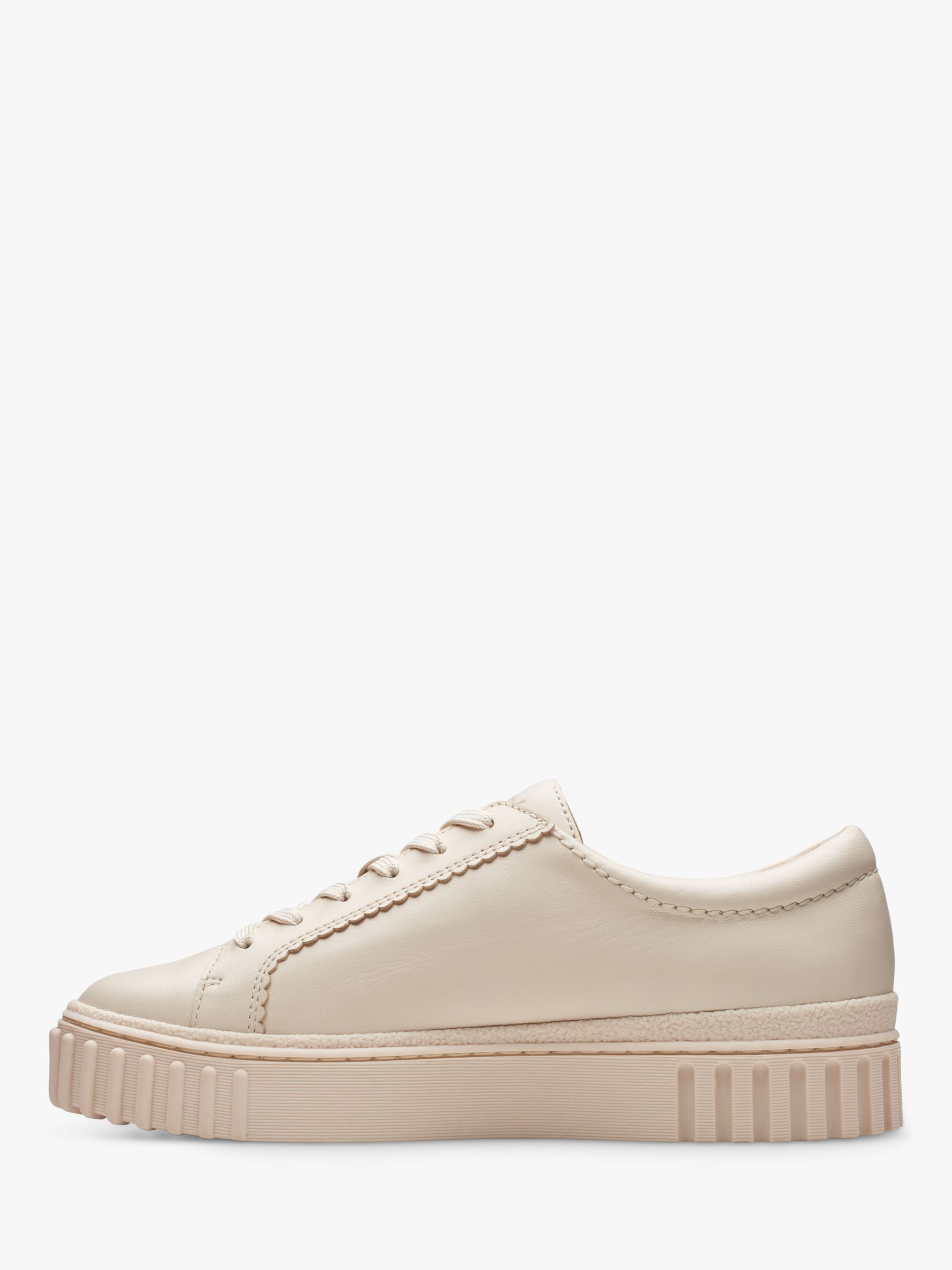 Clarks Mayhill Walk Leather Flatform Trainers, Cream Leather at John ...