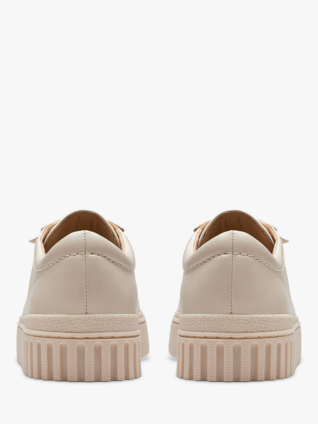 Clarks Mayhill Walk Leather Flatform Trainers, Cream Leather