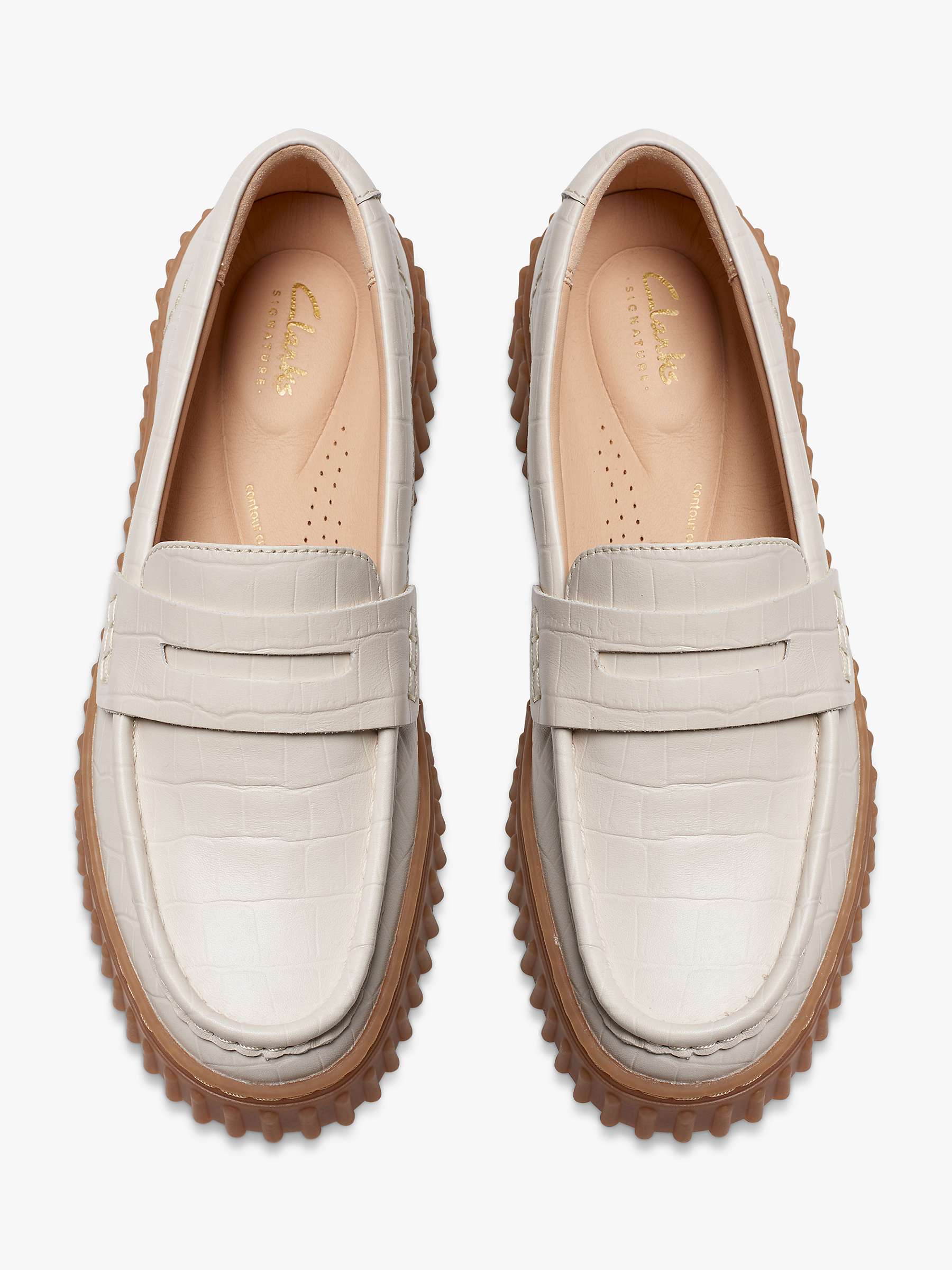 Buy Clarks Torhill Penny Croc Effect Leather Loafers, Cream Online at johnlewis.com