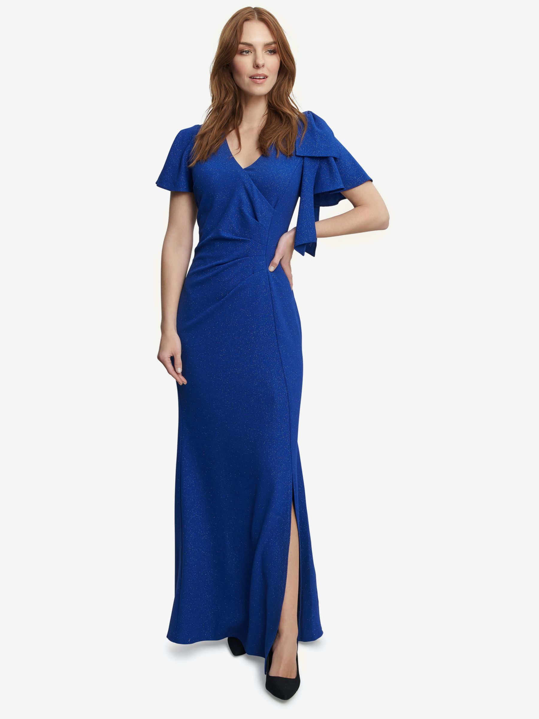 Buy Gina Bacconi Deidre Metallic Maxi Dress, Cobalt Online at johnlewis.com