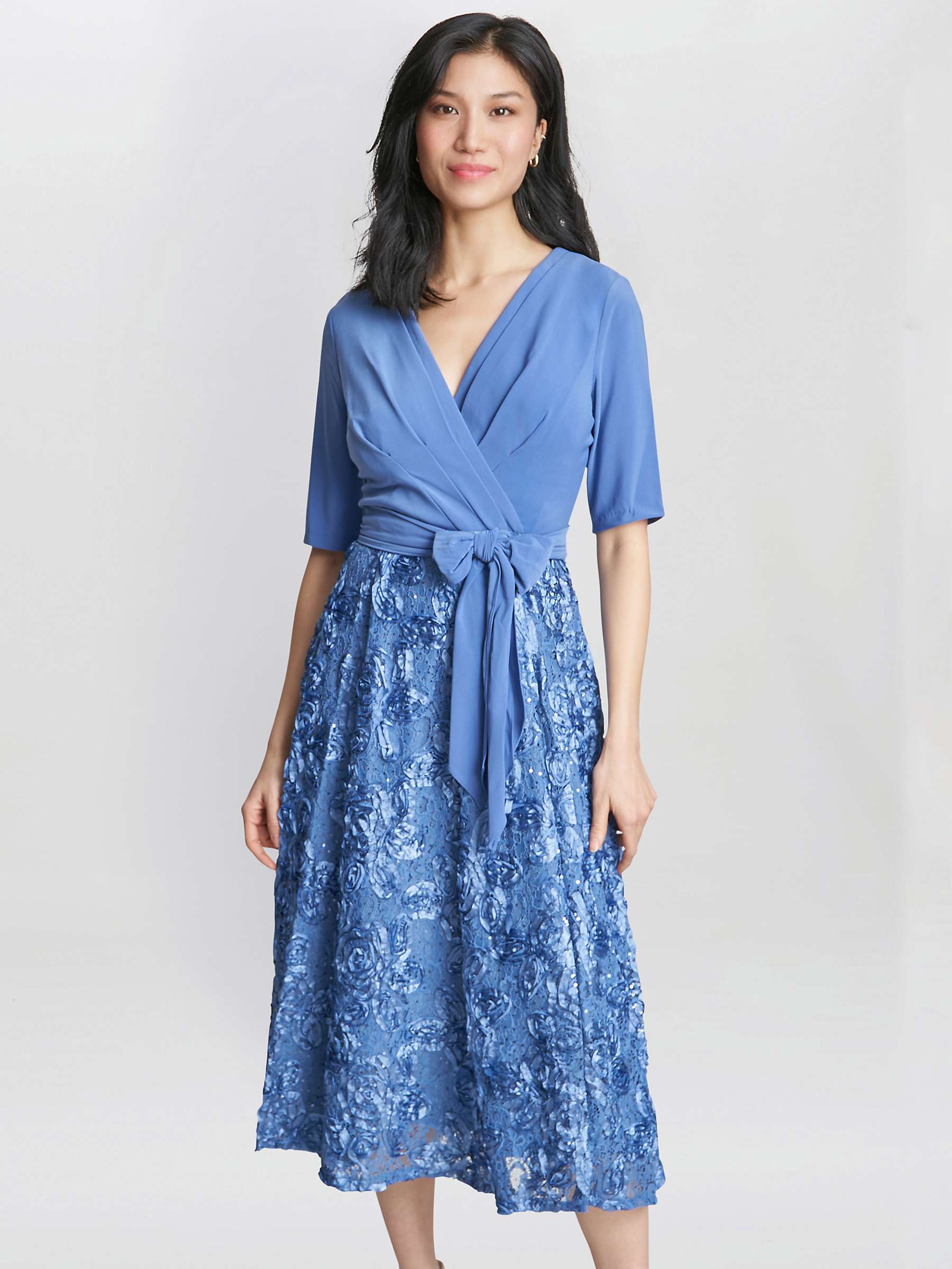 Buy Gina Bacconi Arlene Lace and Jersey Midi Cocktail Dress, Perri Online at johnlewis.com