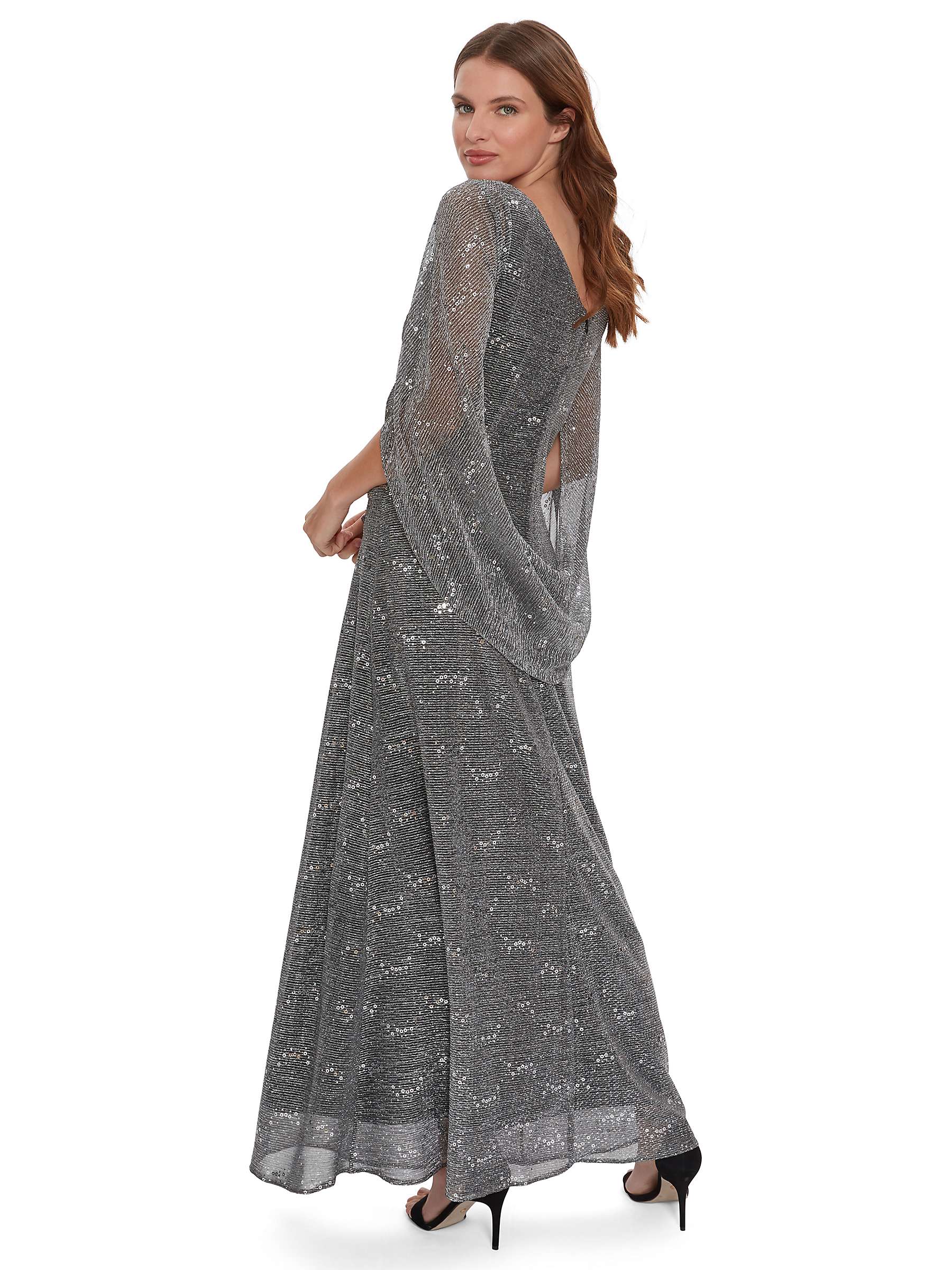Buy Gina Bacconi Joanna Metallic Maxi Dress, Black/Silver Online at johnlewis.com