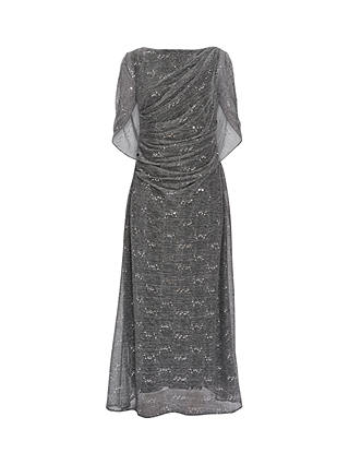 Gina Bacconi Joanna Metallic Maxi Dress, Black/Silver