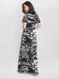 Gina Bacconi Geraldine Abstract Print Maxi Jersey Dress, Black/Cream