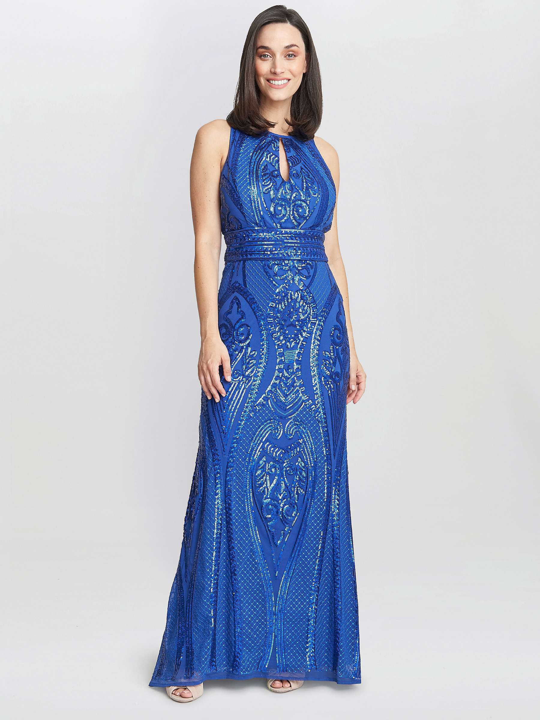 Buy Gina Bacconi Natalie Sequin Bead Maxi Dress, Royal Blue Online at johnlewis.com