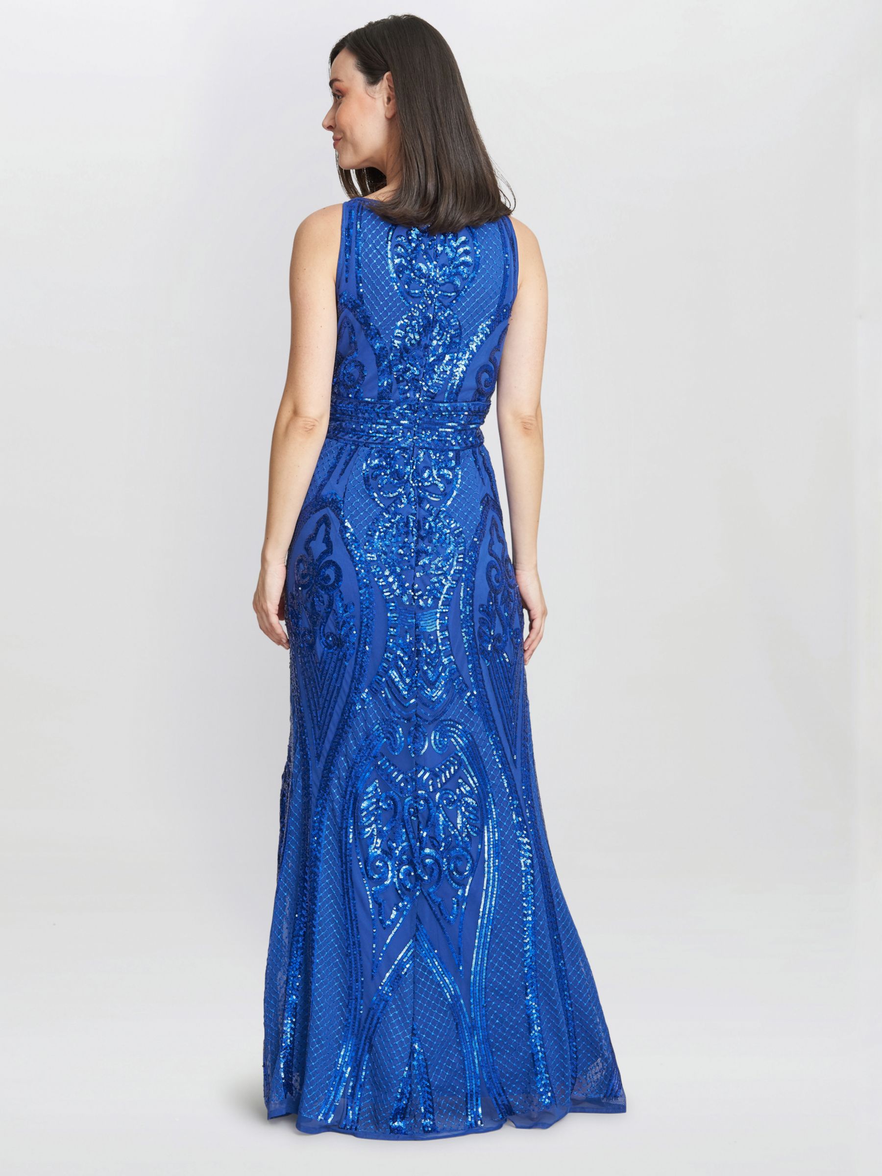 Buy Gina Bacconi Natalie Sequin Bead Maxi Dress, Royal Blue Online at johnlewis.com