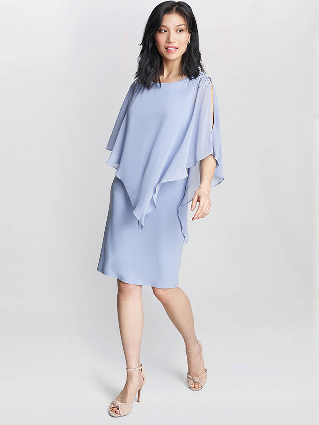 Gina Bacconi Zenna Beaded Shoulder Dress, Hydrangea
