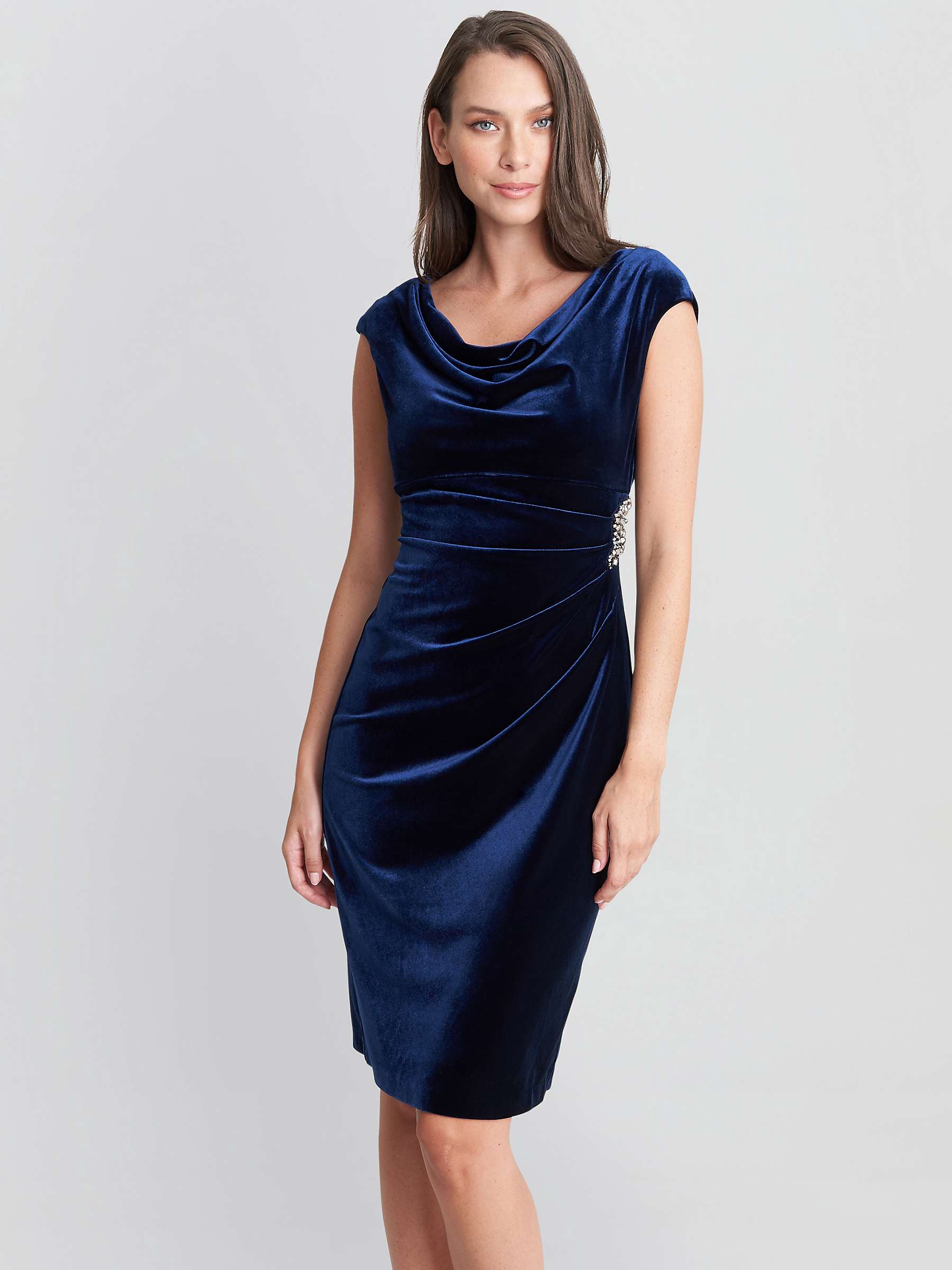 Buy Gina Bacconi Jeanie Velvet Cowl Neck Dress, Imperial Online at johnlewis.com