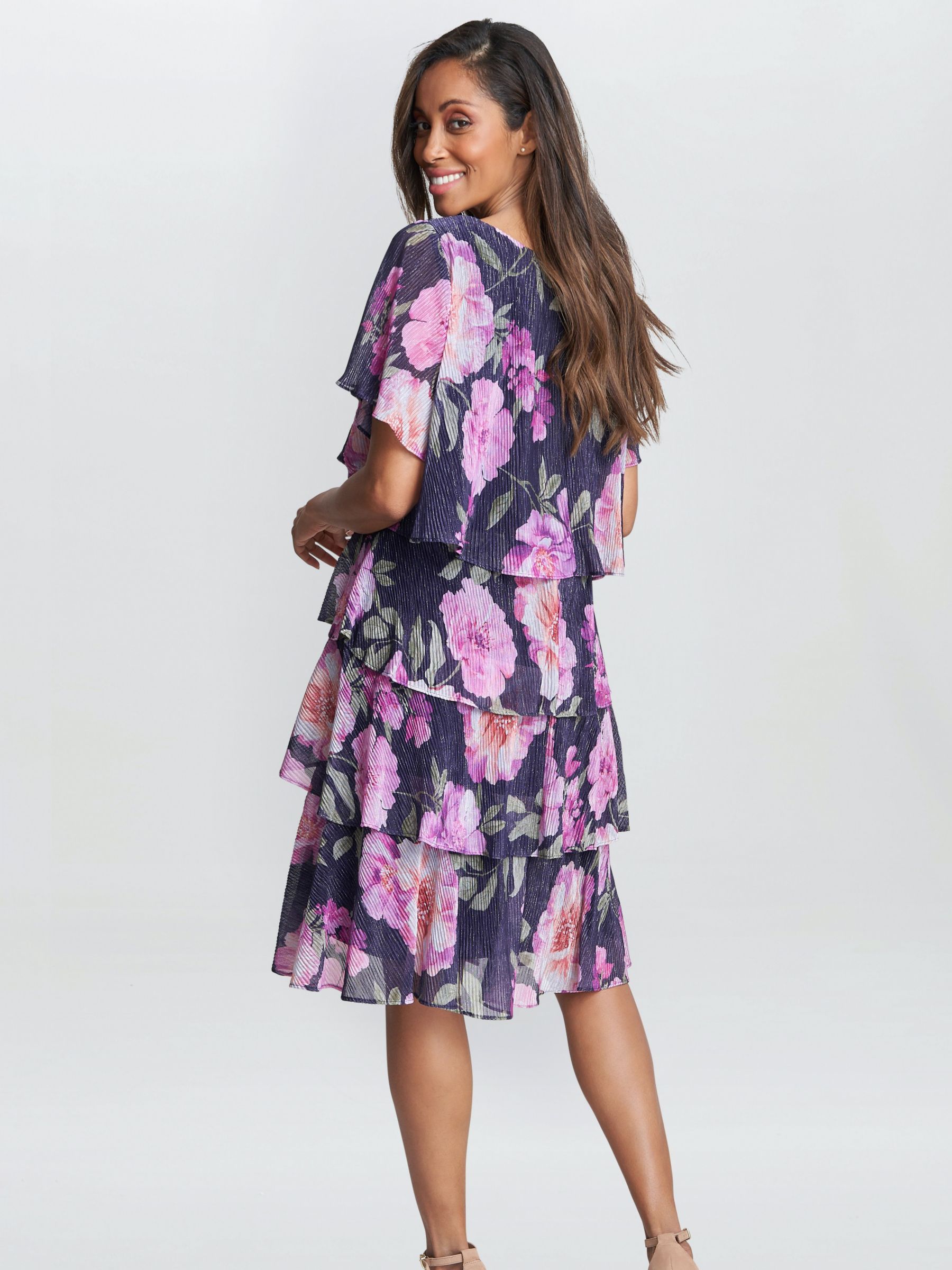 Buy Gina Bacconi Bridget Printed Tiered Dress, Multi Online at johnlewis.com