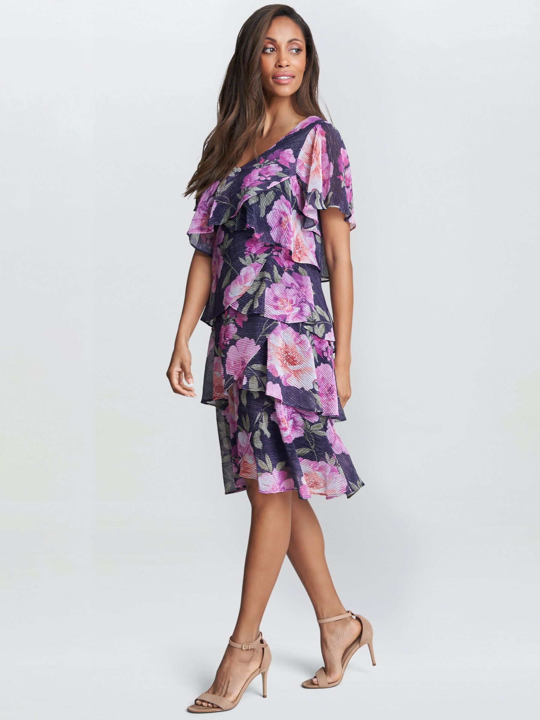 Buy Gina Bacconi Bridget Printed Tiered Dress, Multi Online at johnlewis.com