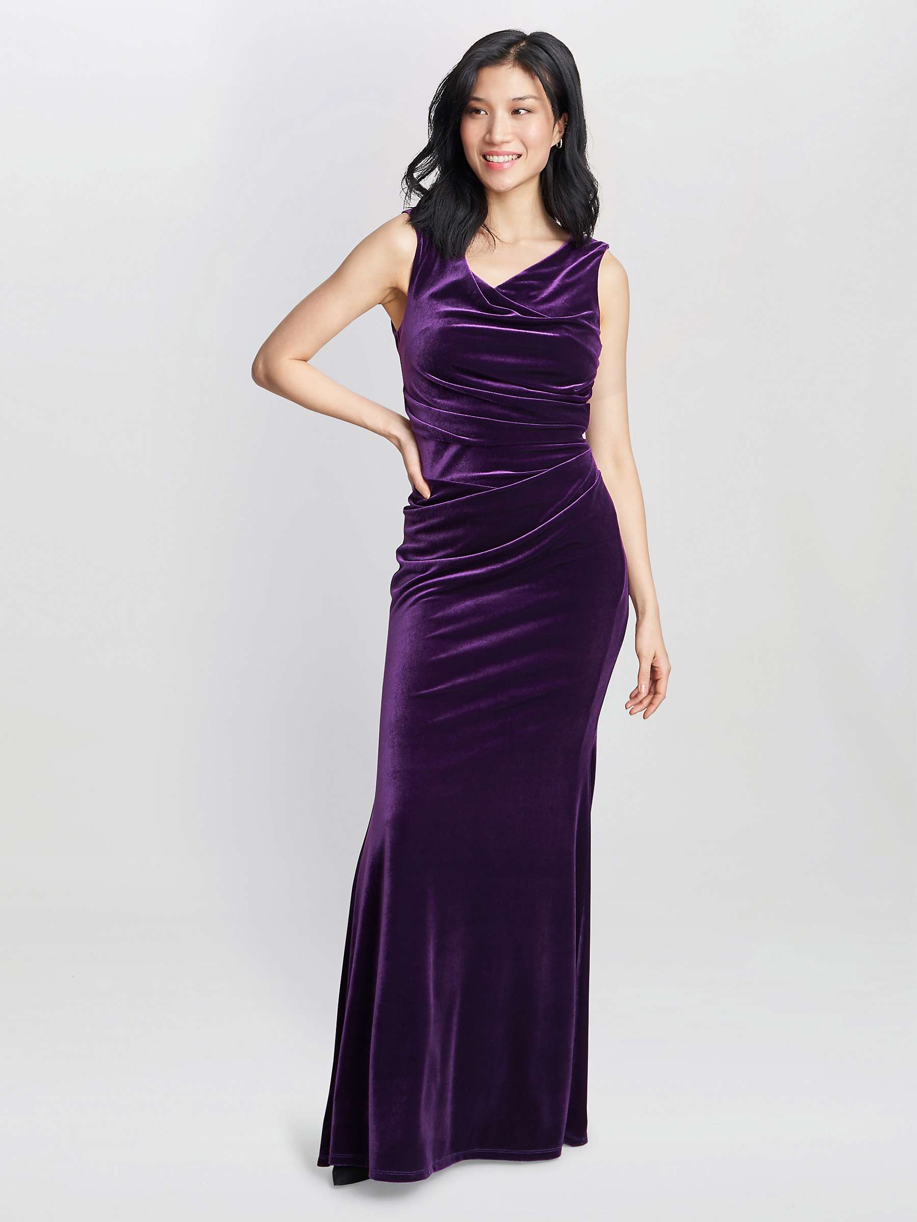 Buy Gina Bacconi Selena Velvet Maxi Dress, Aubergine Online at johnlewis.com
