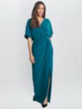 Gina Bacconi Pascale Knot Front Maxi Dress, Emerald