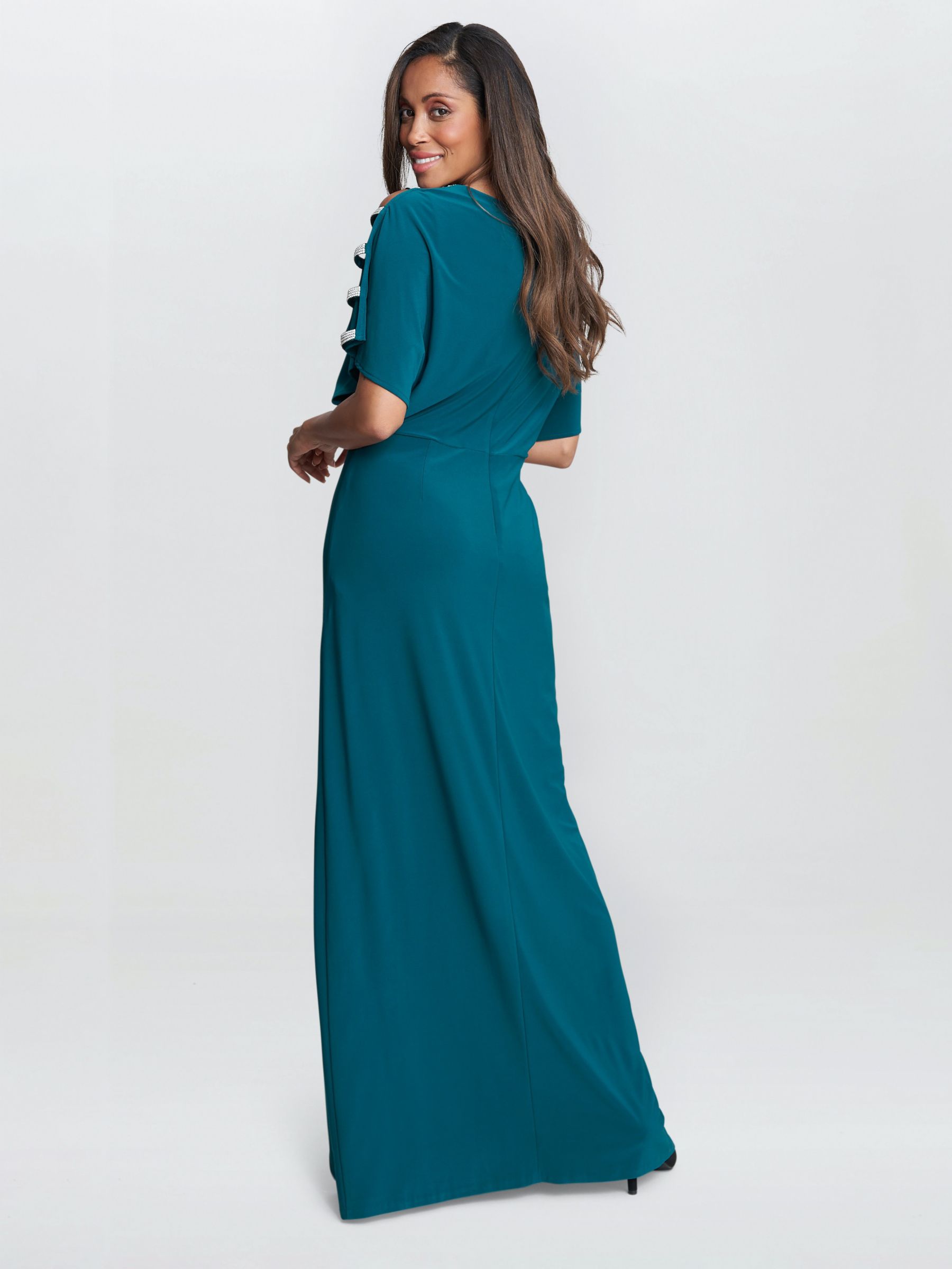 Buy Gina Bacconi Pascale Knot Front Maxi Dress, Emerald Online at johnlewis.com