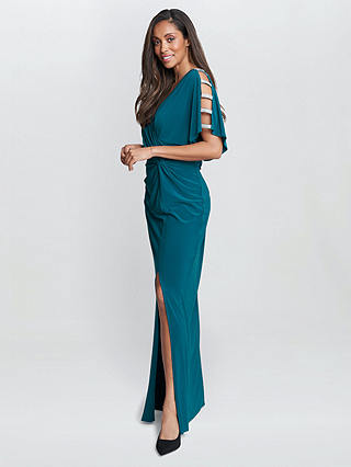 Gina Bacconi Pascale Knot Front Maxi Dress, Emerald