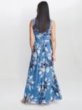 Gina Bacconi Gayle Floral Maxi Dress, Cobalt/Multi, Cobalt/Multi