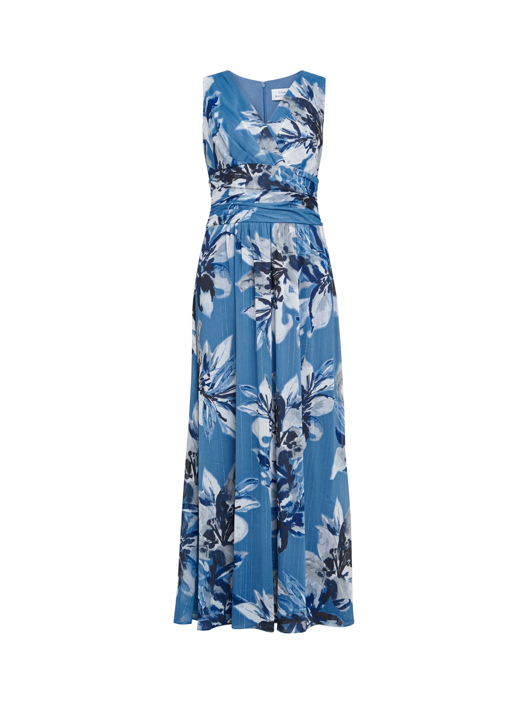Gina Bacconi Gayle Floral Maxi Dress, Cobalt/Multi, 16