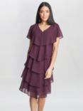 Gina Bacconi Bella Georgette Tiered Dress, Fig