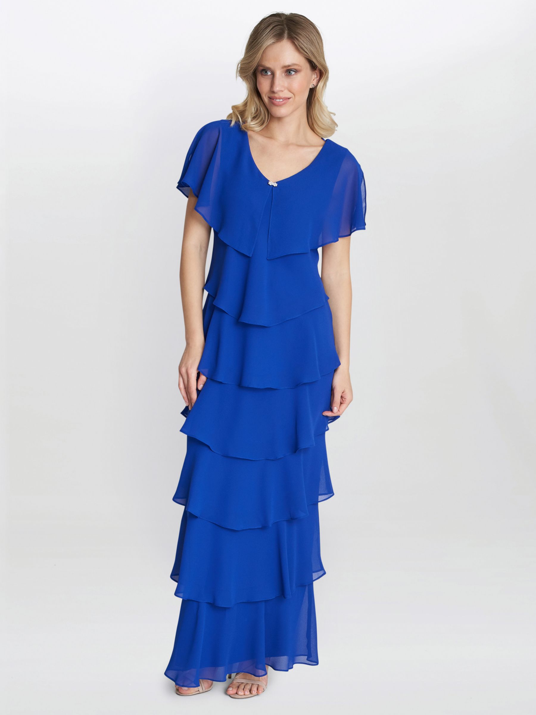 Gina Bacconi Catherine Tiered Dress, Cobalt at John Lewis & Partners