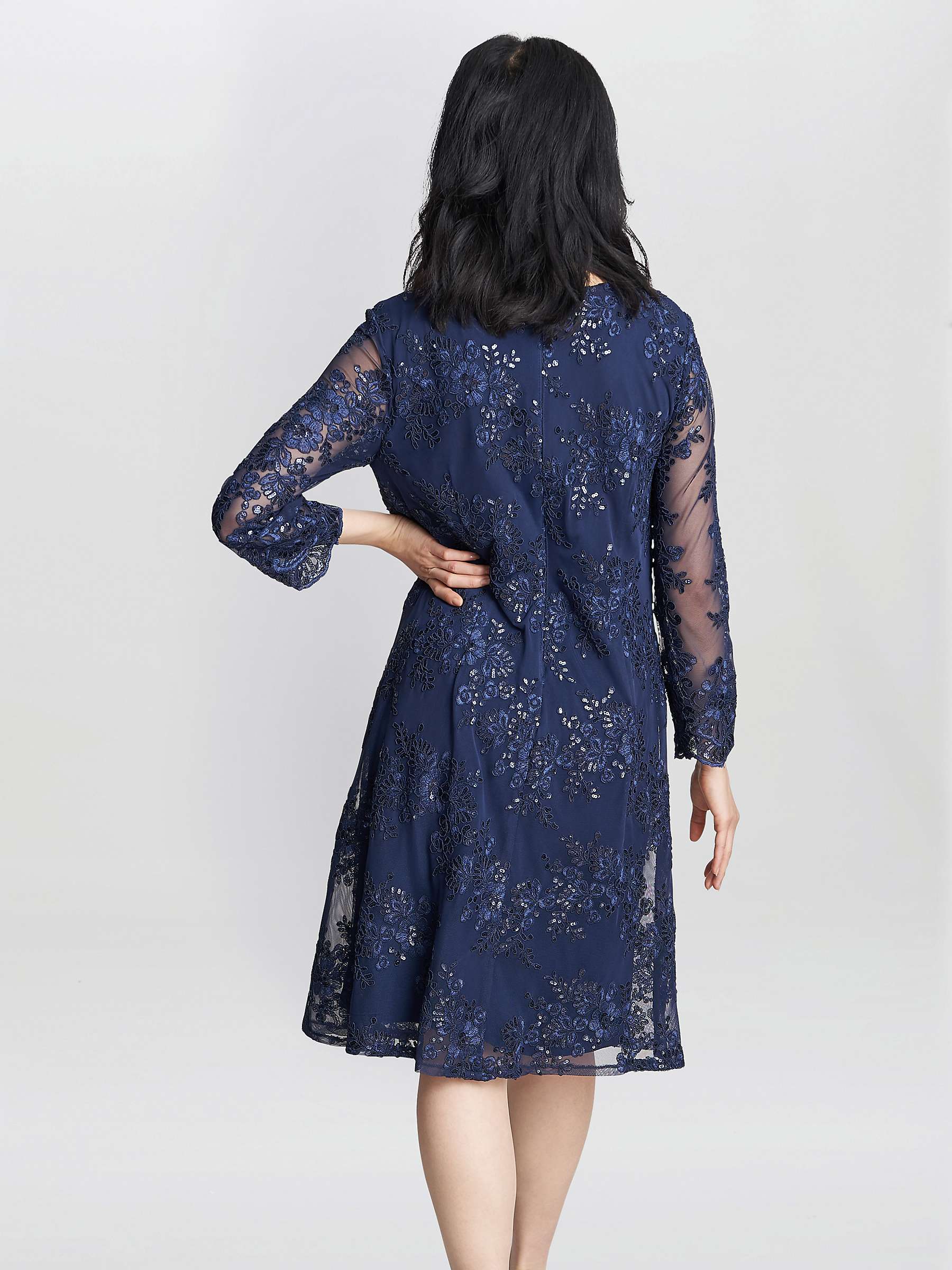 Buy Gina Bacconi Yasmina Mock Jacket Embroidered Dress, Spring Navy Online at johnlewis.com