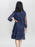 Gina Bacconi Yasmina Mock Jacket Embroidered Dress, Spring Navy