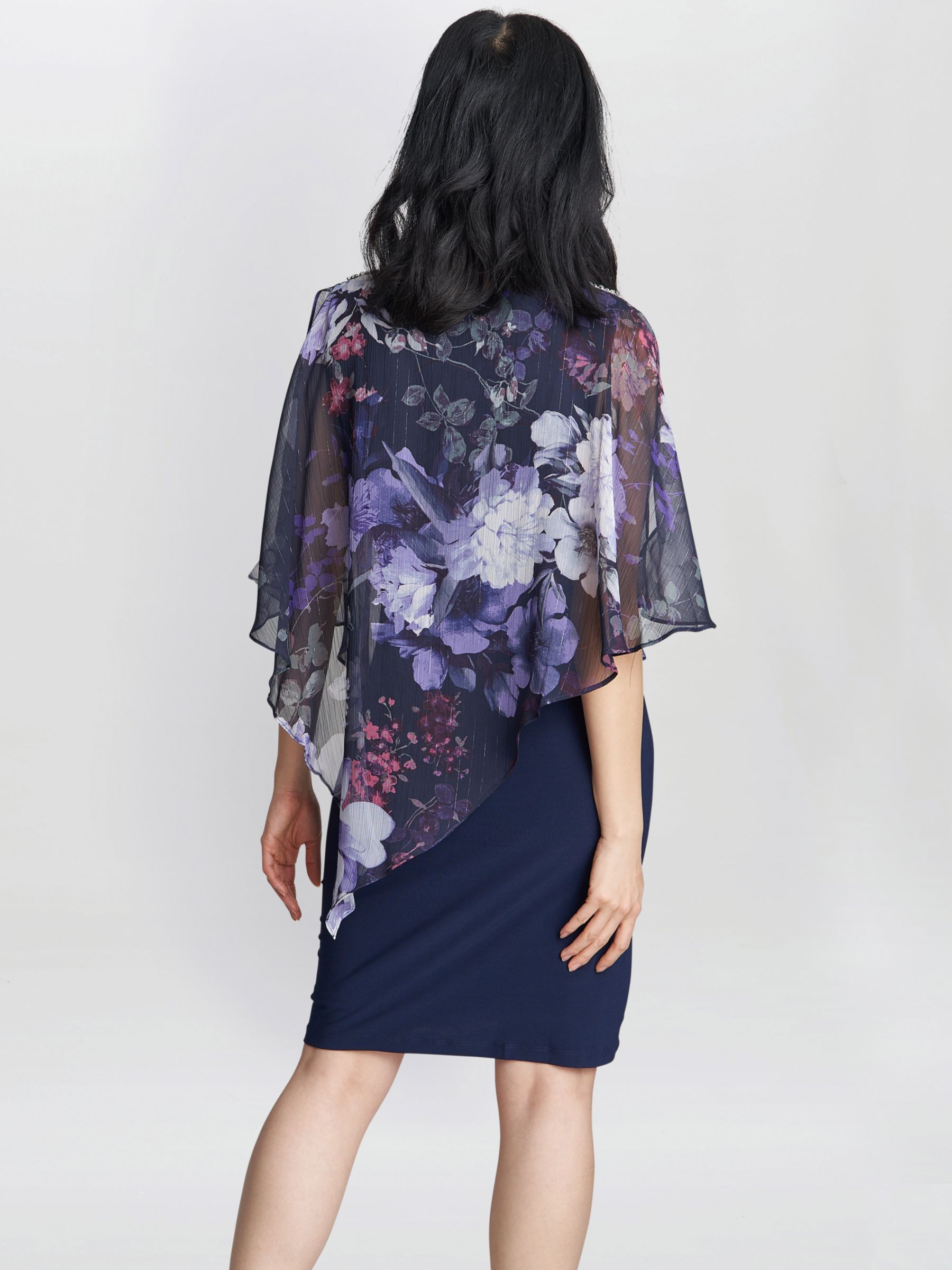 Buy Gina Bacconi Estelle Floral Asymmetric Embellished Dress, Navy/Multi Online at johnlewis.com