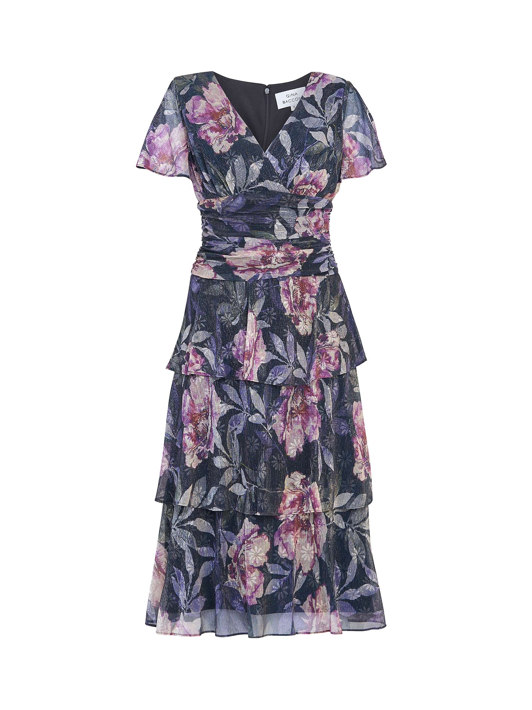 Buy Gina Bacconi Katy Floral Metallic Midi Dress, Black/Multi Online at johnlewis.com