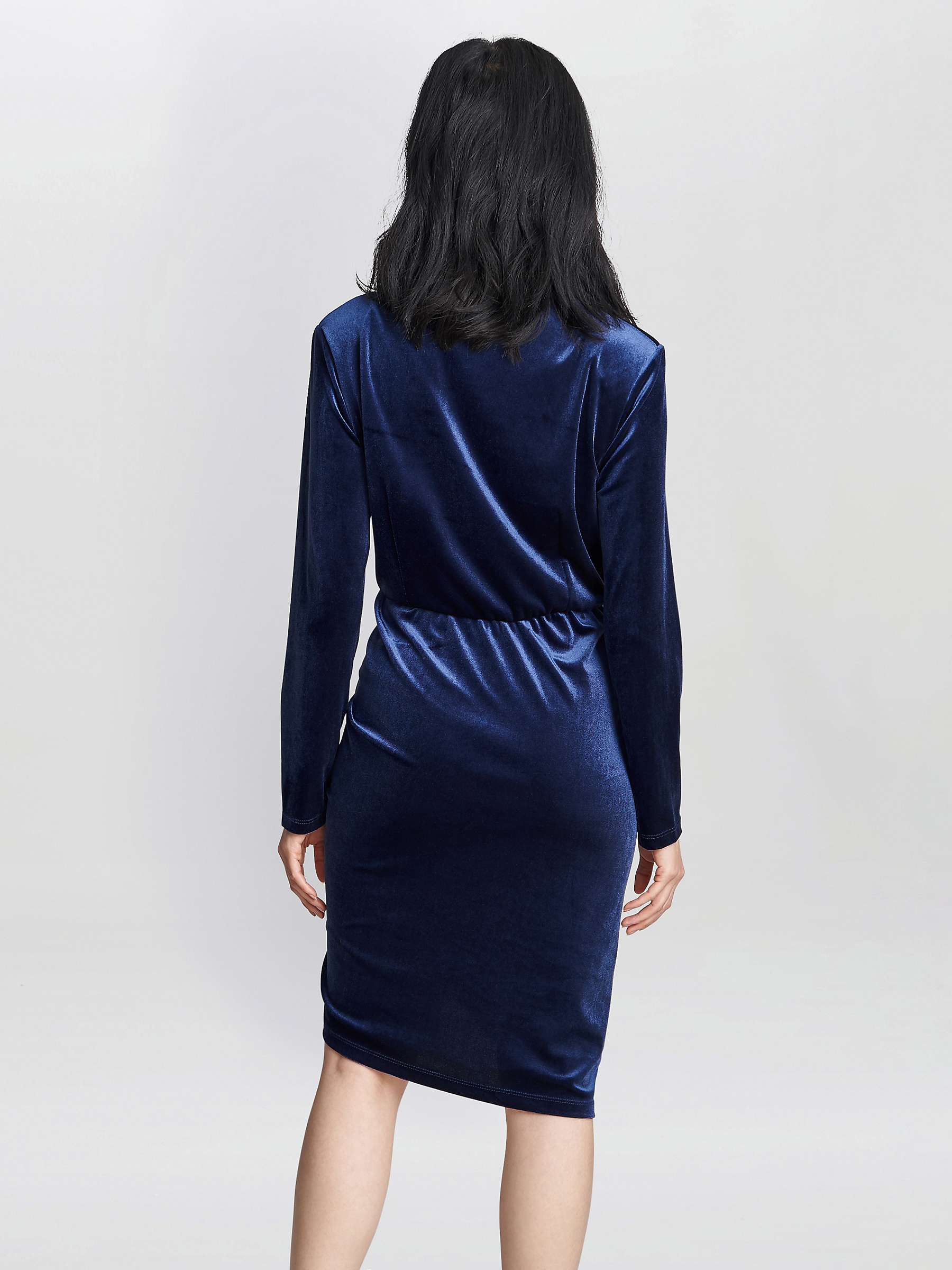 Buy Gina Bacconi Tasha Bow Detail Velvet Dress, Navy Online at johnlewis.com