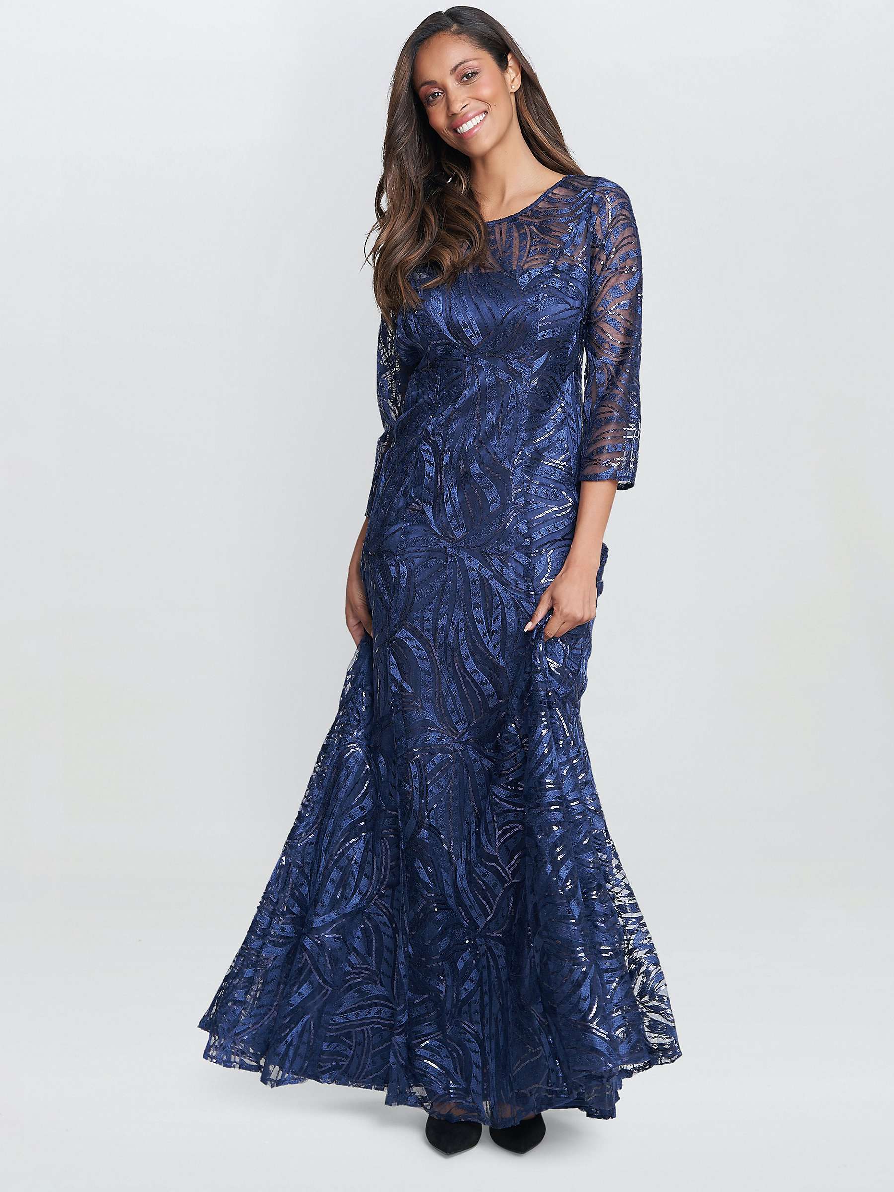 Buy Gina Bacconi Isabel Embroidered Maxi Dress, Navy Online at johnlewis.com