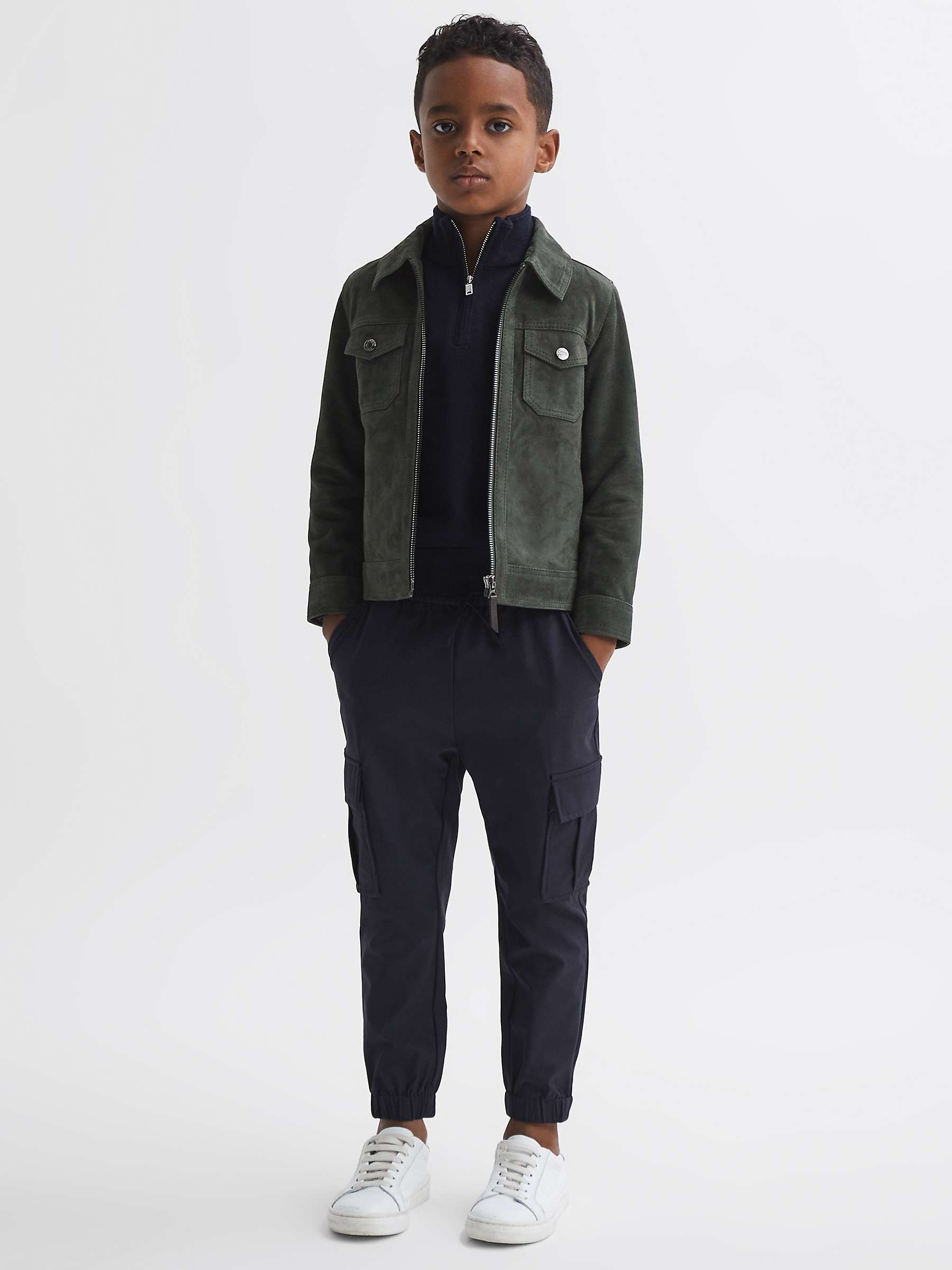 Buy Reiss Kids' Pike Suede Jacket, Forest Green Online at johnlewis.com