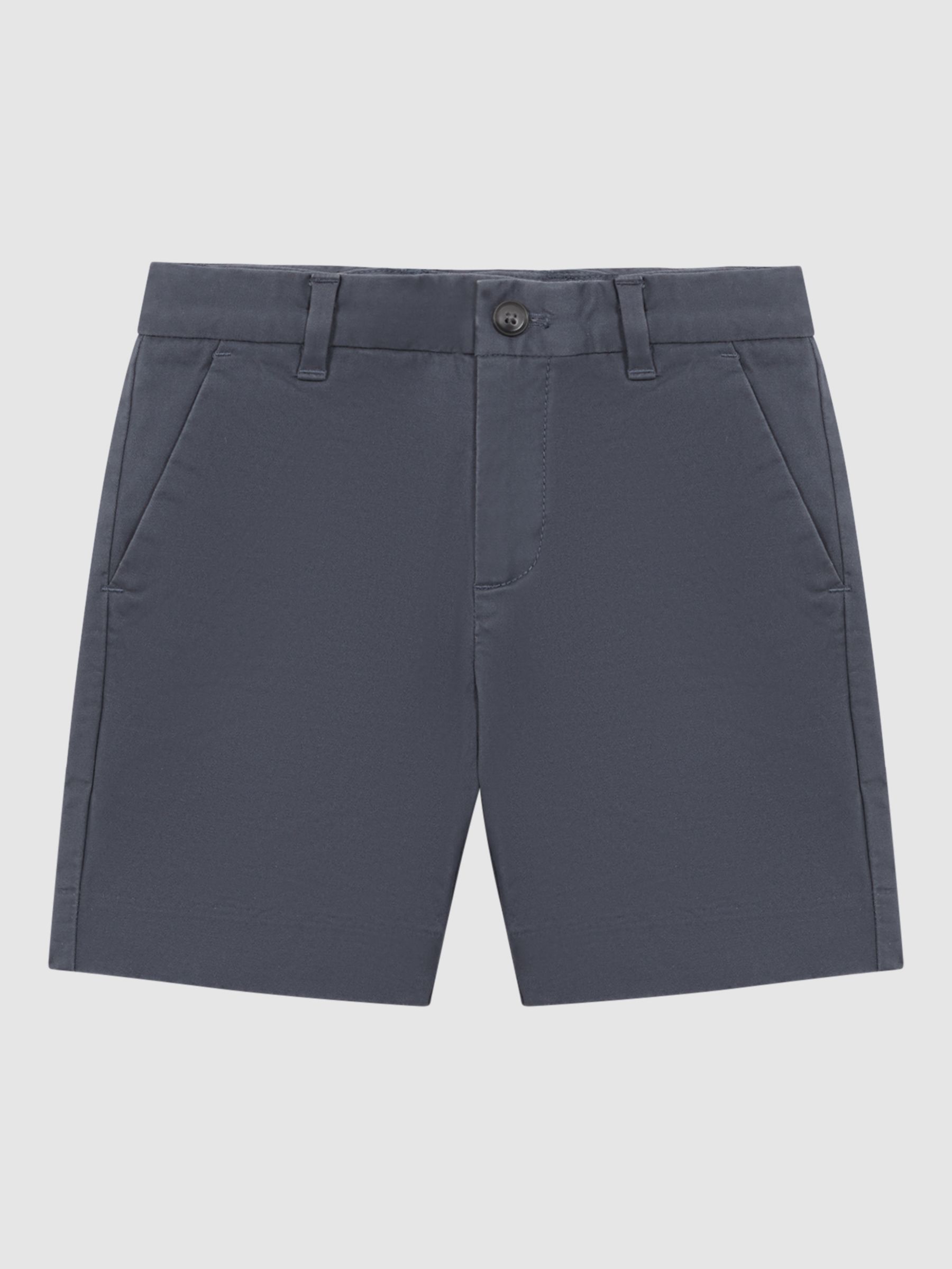 Reiss Kids' Wicket Cotton Blend Casual Chino Shorts, Navy, 8-9 years