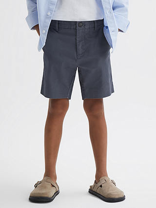 Reiss Kids' Wicket Cotton Blend Casual Chino Shorts, Navy