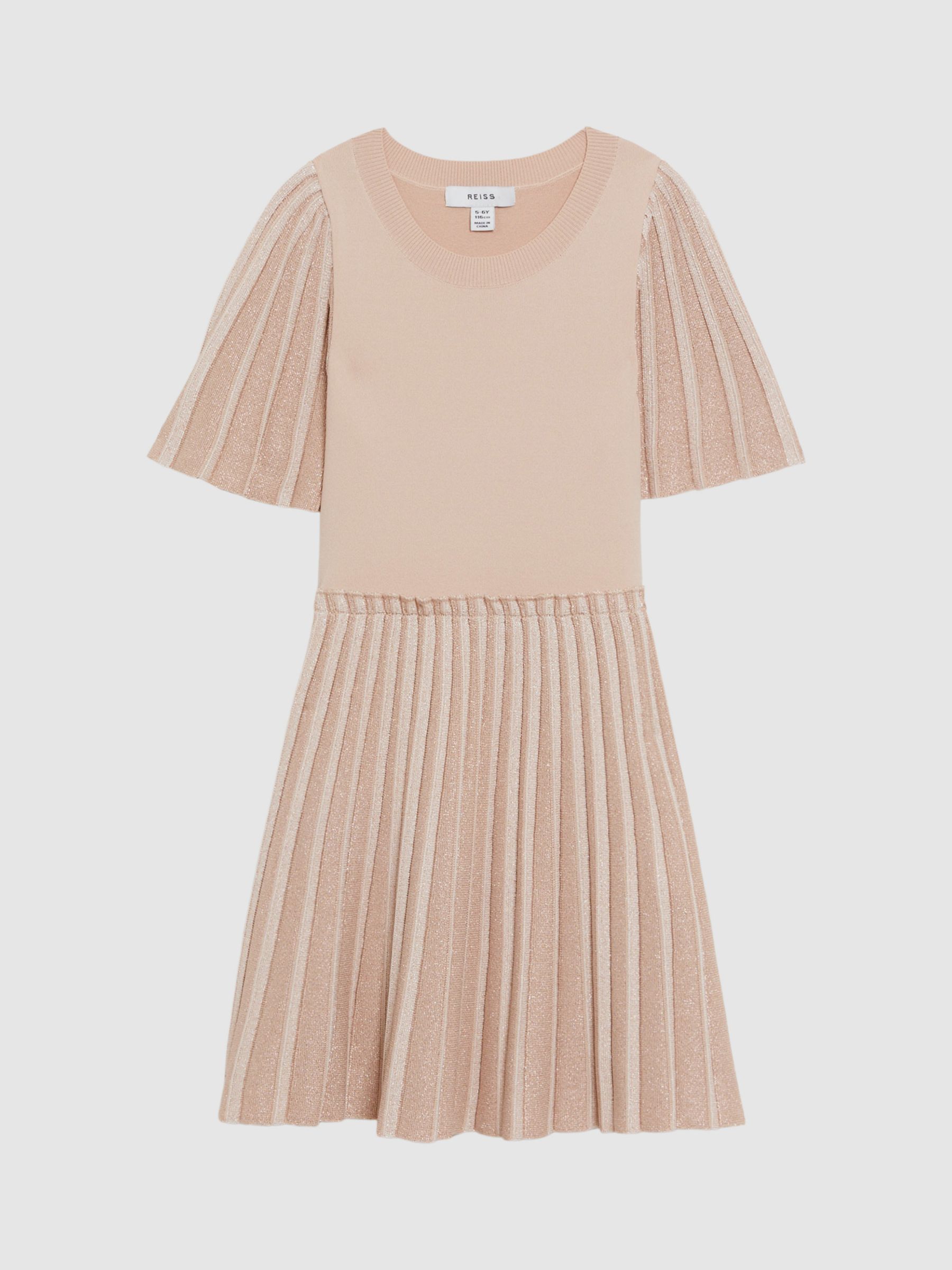 Reiss Kids' Rosalie Knitted Pleated Dress, Pink at John Lewis & Partners