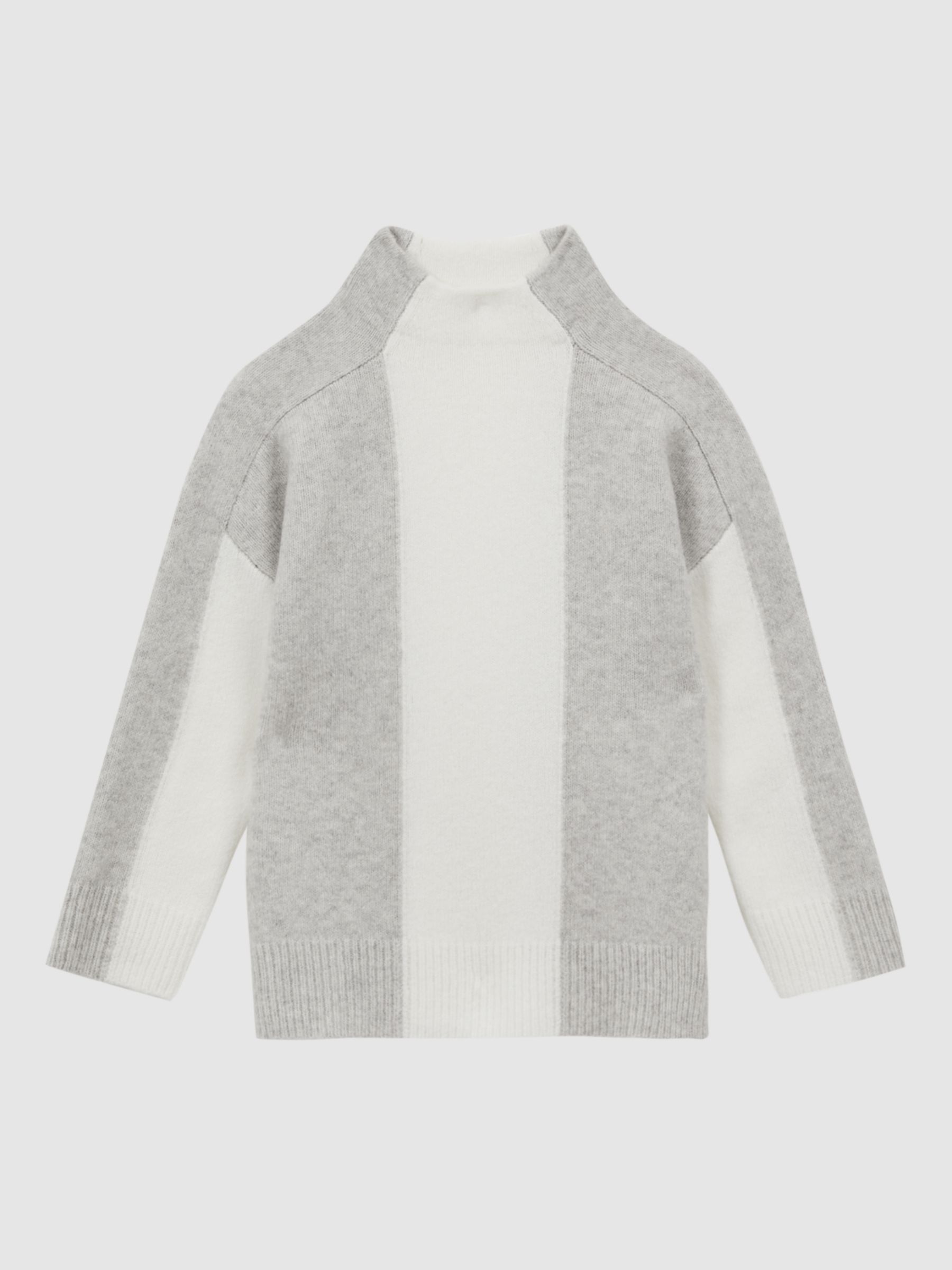 Reiss Kids' Dulcie Knitted Colour Block Crew Neck Jumper, Grey at John ...