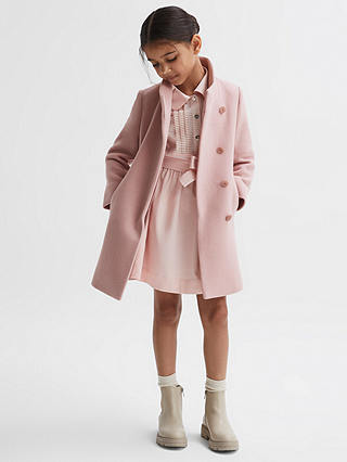 Reiss Kids' Kia Wool Blend Coat, Pink