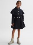 Reiss Kids' Rose Shoulder Cape Coat, Navy