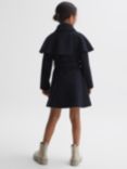 Reiss Kids' Rose Shoulder Cape Coat, Navy