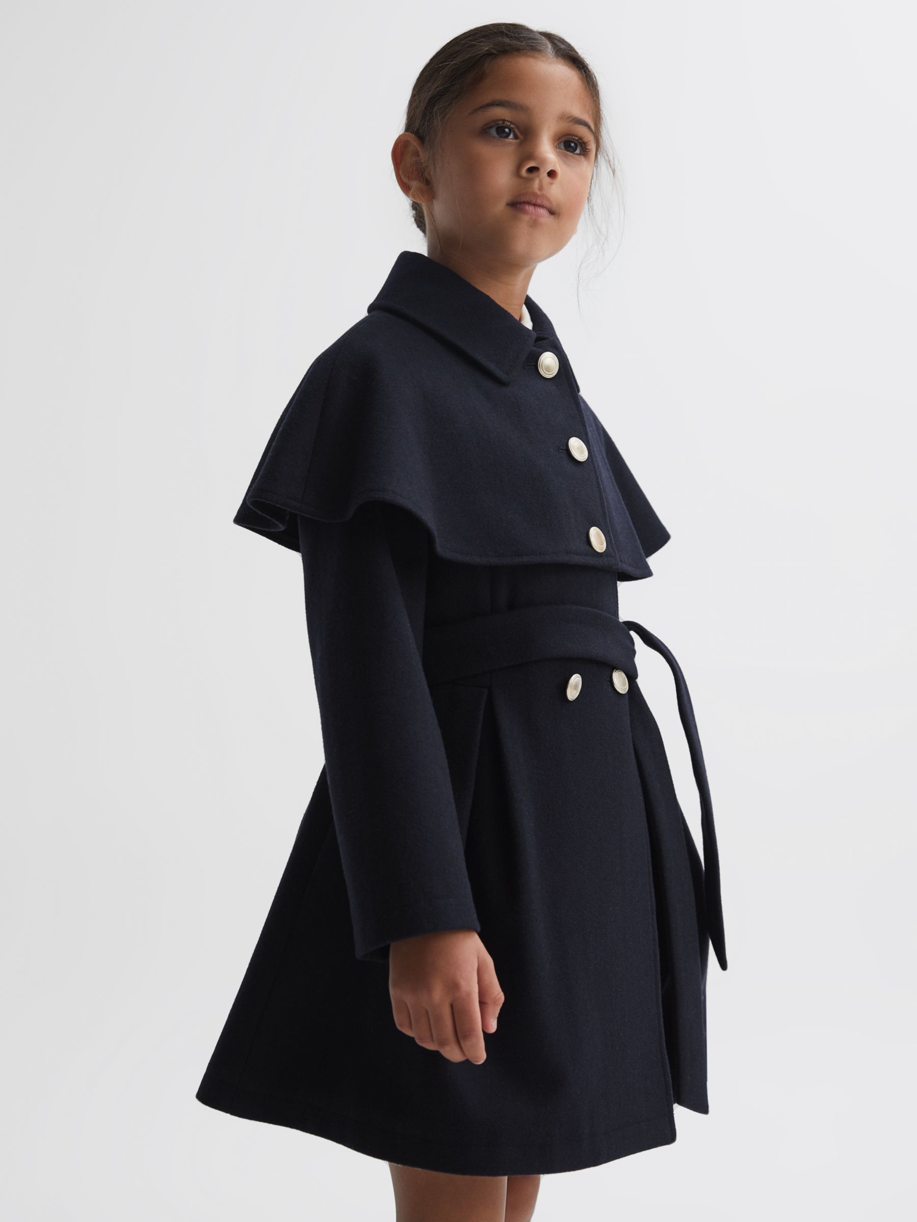 Buy Reiss Kids' Rose Shoulder Cape Coat, Navy Online at johnlewis.com