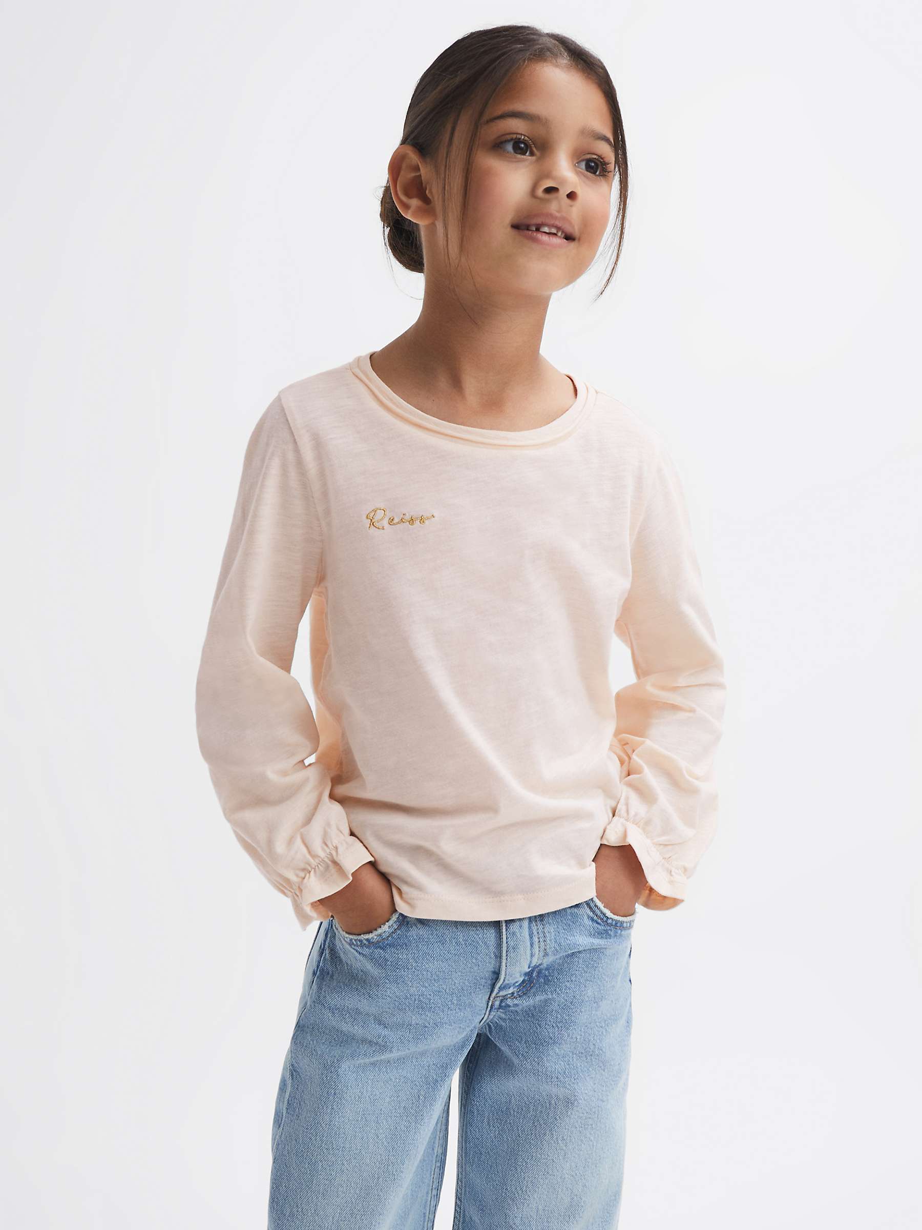 Buy Reiss Kids' Rain Logo Long Sleeve T-Shirt, Ivory Online at johnlewis.com