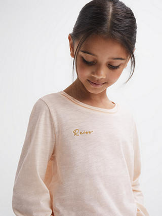 Reiss Kids' Rain Logo Long Sleeve T-Shirt, Ivory