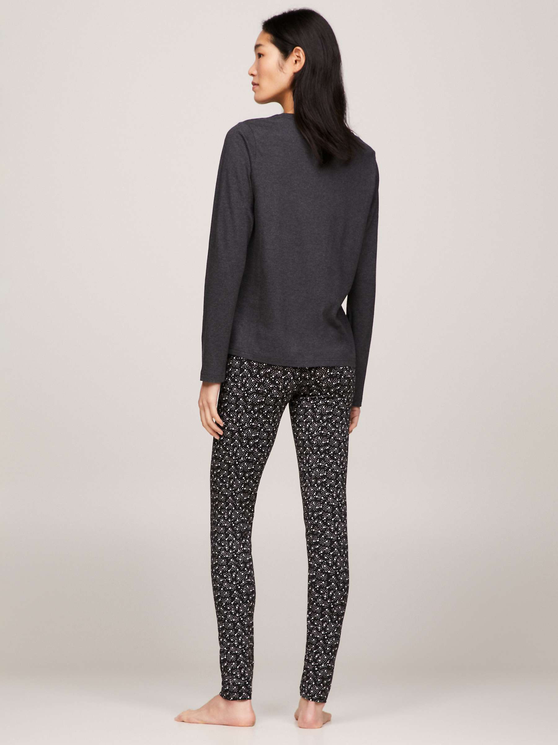 Tommy Hilfiger Long Sleeve T-Shirt & Leggings Pyjama Set, Dark Gray/Multi  at John Lewis & Partners