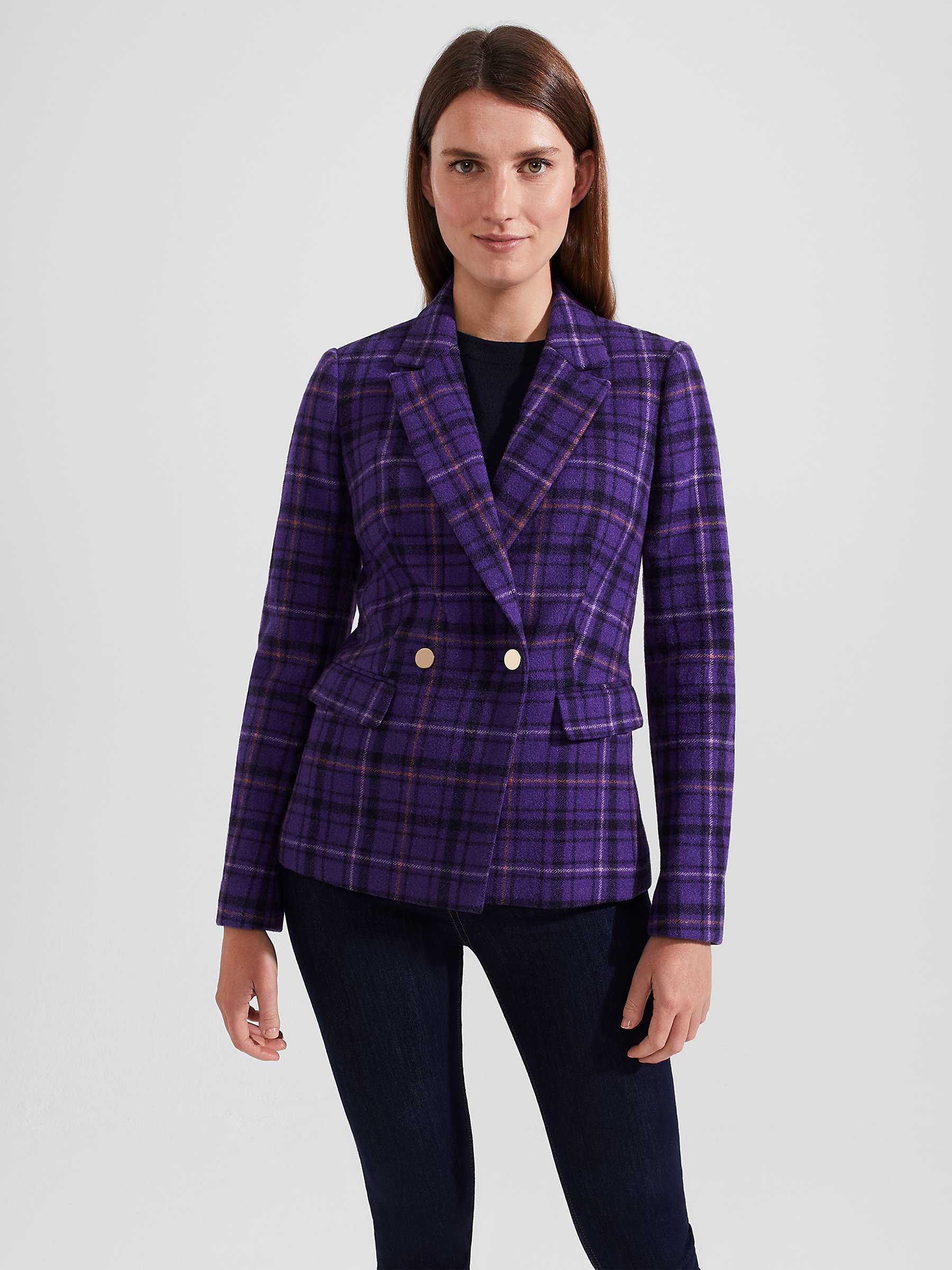 Buy Hobbs Emberley Check Wool Blazer, Purple/Multi Online at johnlewis.com