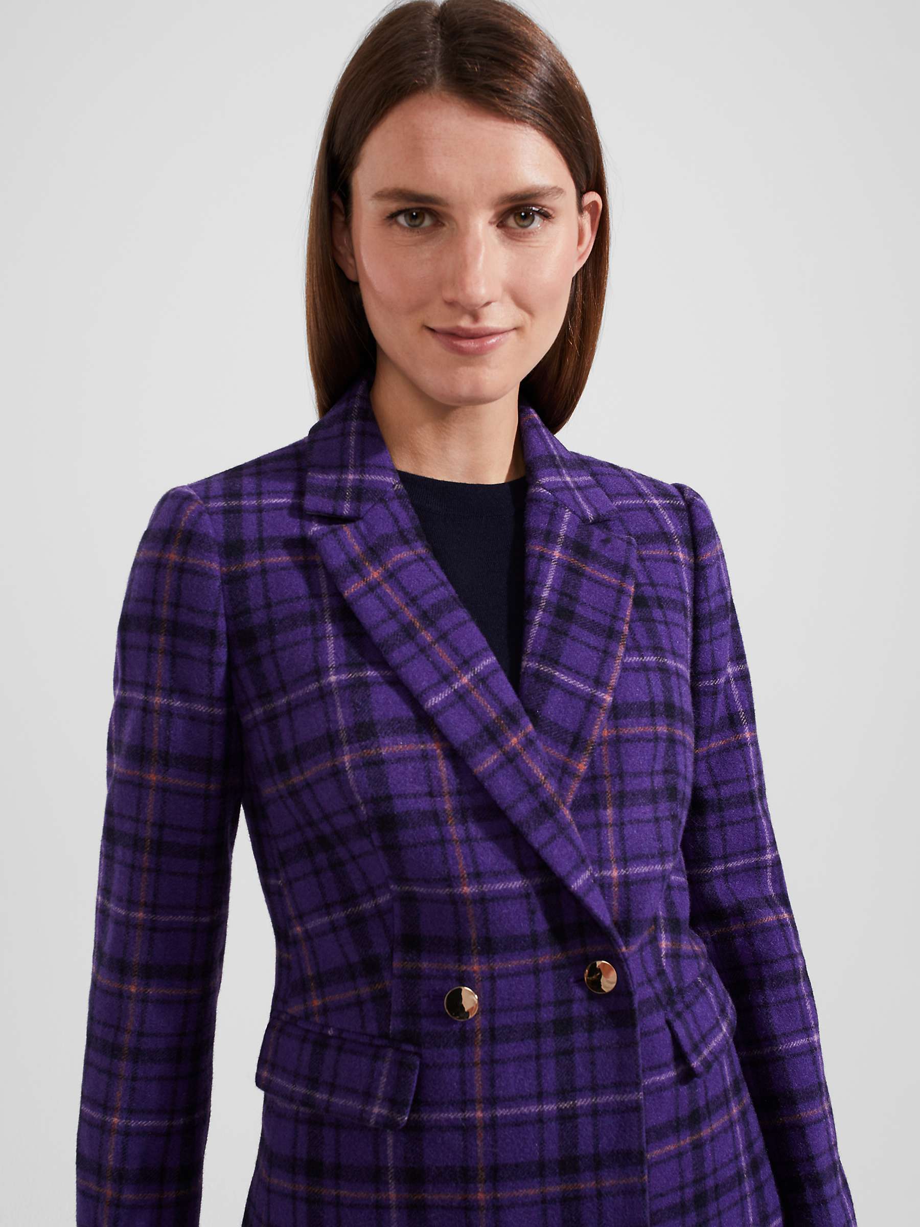 Buy Hobbs Emberley Check Wool Blazer, Purple/Multi Online at johnlewis.com